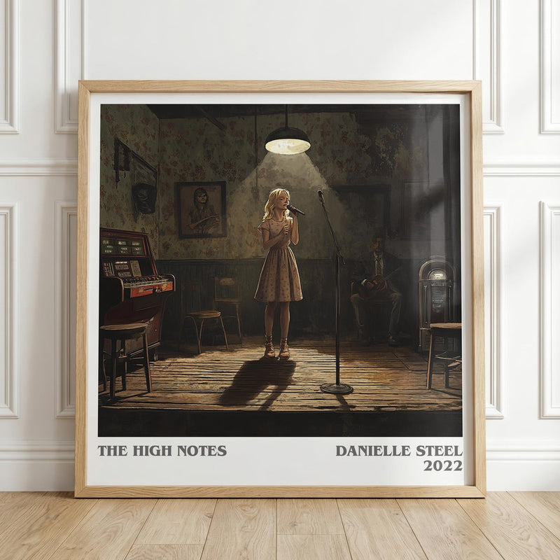 The High Notes literary print in frame leaning in hallway – romance wall art