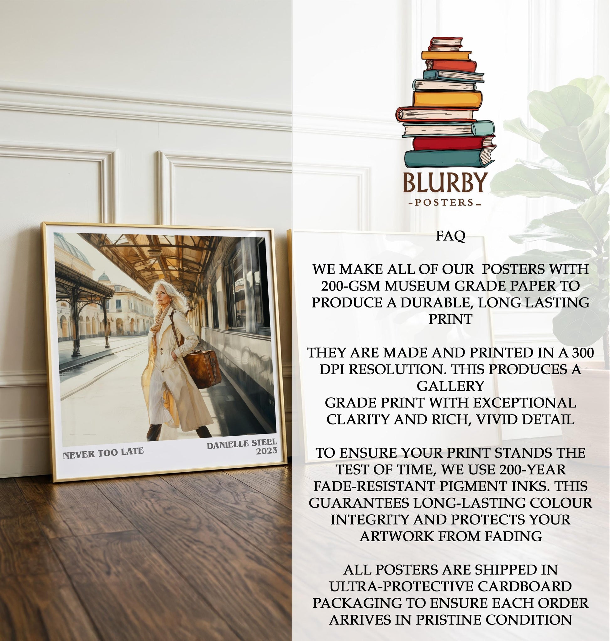 Never Too Late by Danielle Steel | Book Poster | Literary Art Gift For Book Lover | Novel Inspired Wall Art | Free Delivery