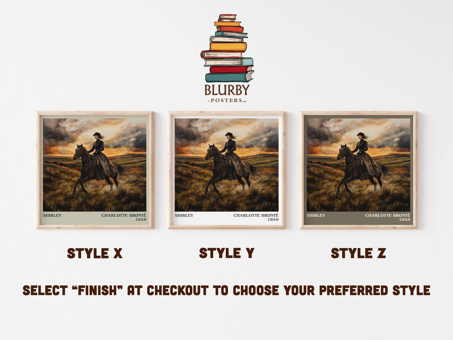 Shirley literary art print colour and style options – Charlotte Brontë book art
