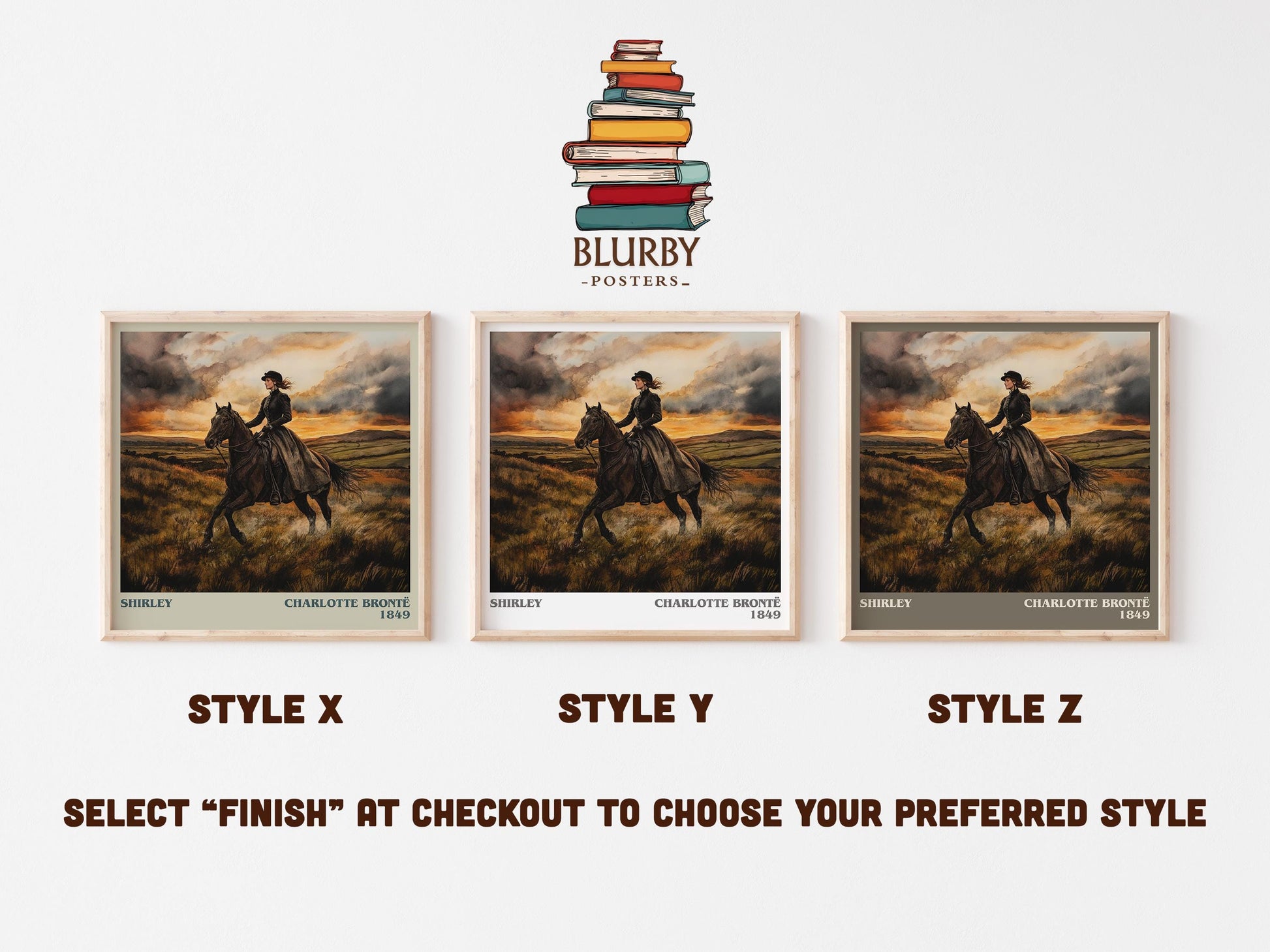 Shirley literary art print colour and style options – Charlotte Brontë book art