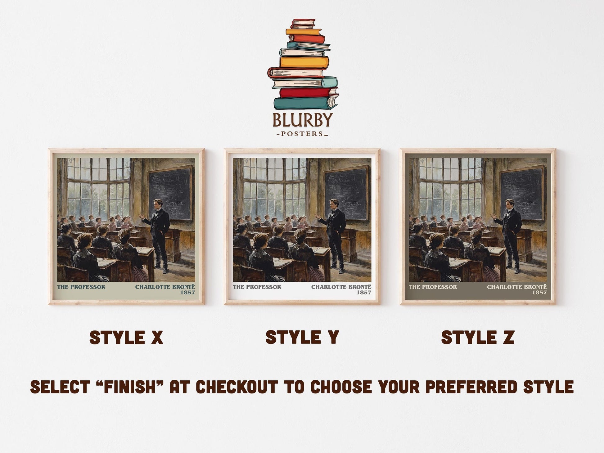 The Professor literary art print colour and style options – Charlotte Bronte book art