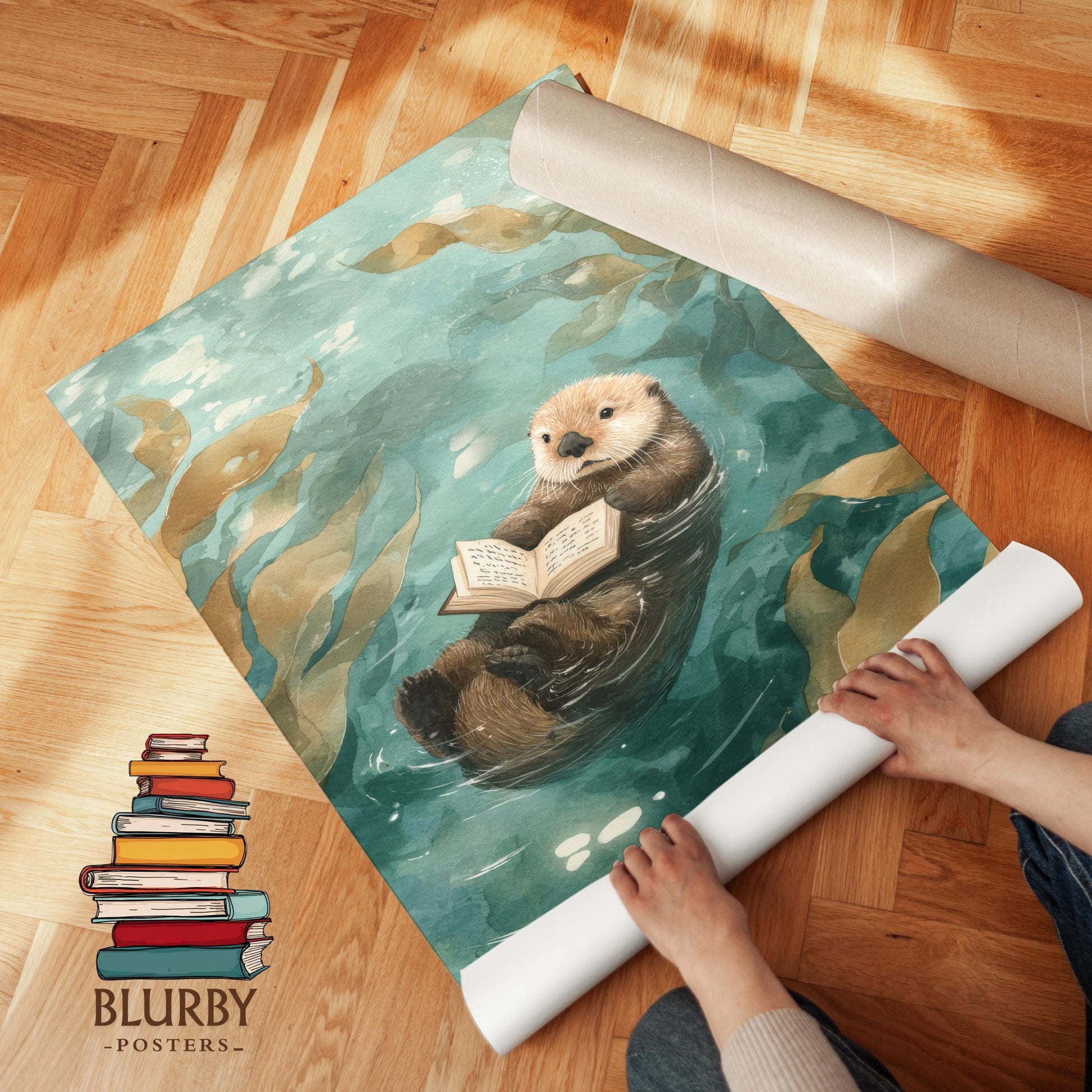 Otter Reading Print | Cozy Wall Decor | Cute Gift For Book Lover | Book Nook Poster | Book Art | Aesthetic Room Art | Reader Home Decor - Book Poster Art Print Decor Bookish