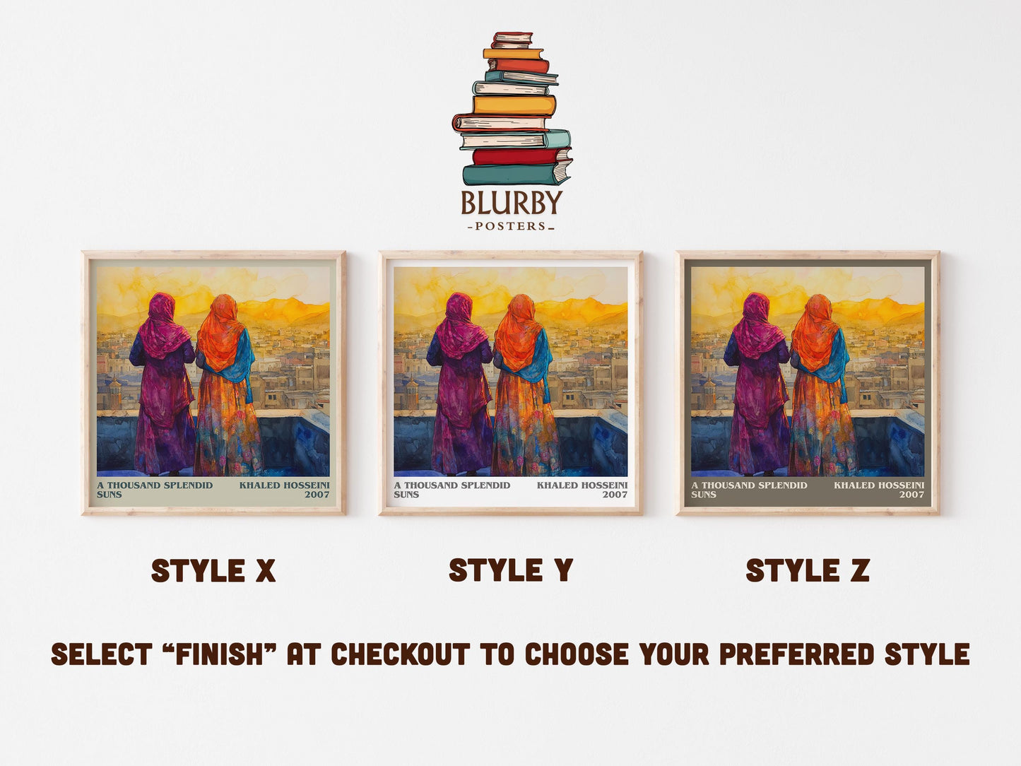 A Thousand Splendid Suns literary art print colour and style options – Khaled Hosseini book art