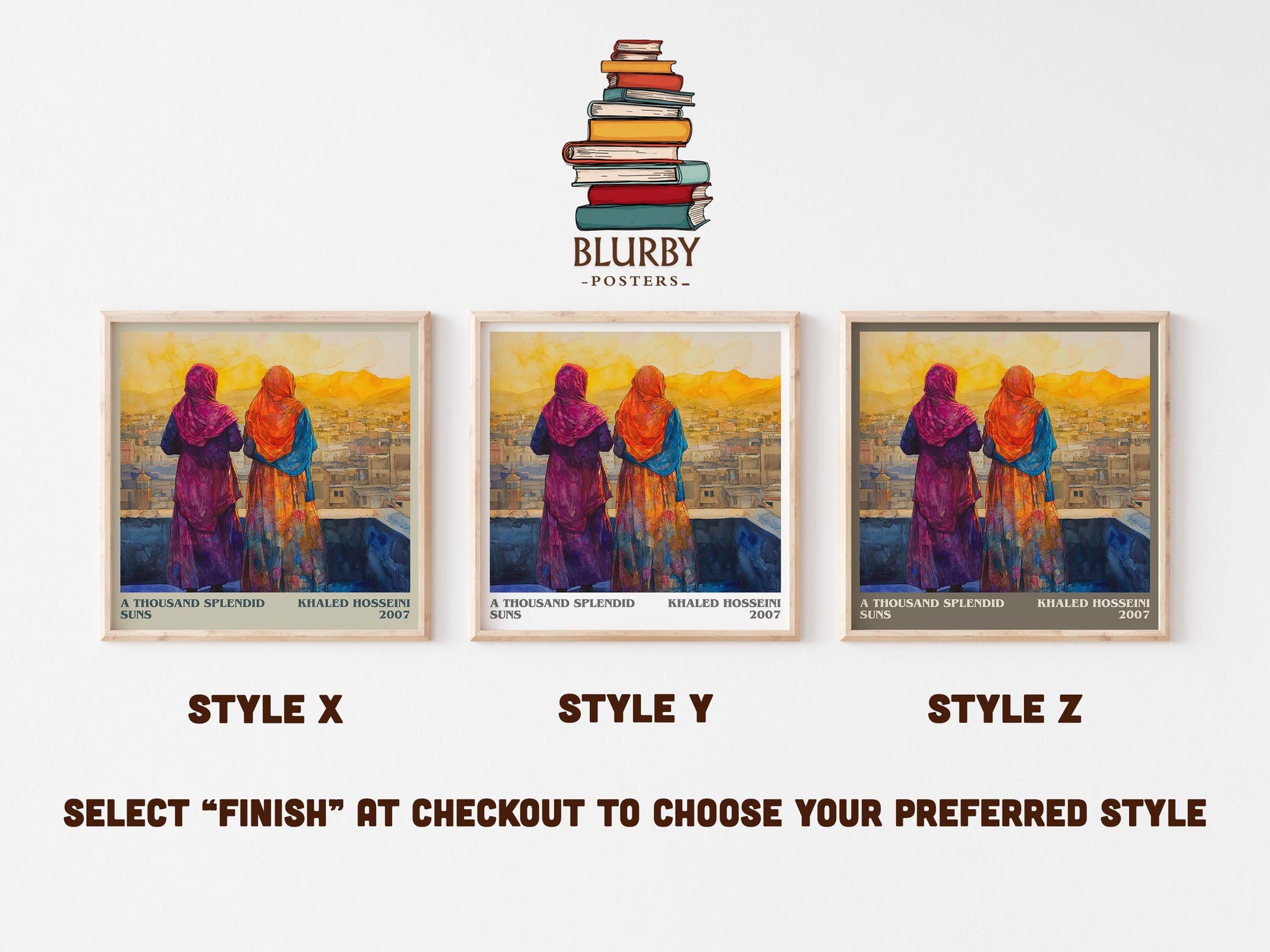 A Thousand Splendid Suns literary art print colour and style options – Khaled Hosseini book art