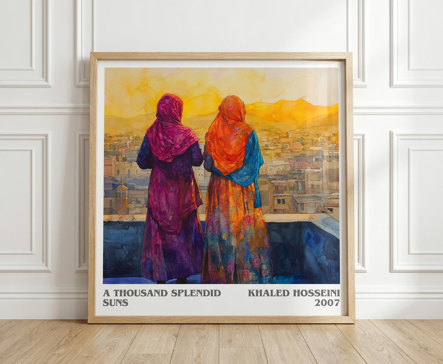 A Thousand Splendid Suns literary print in frame leaning in hallway – historical fiction wall art