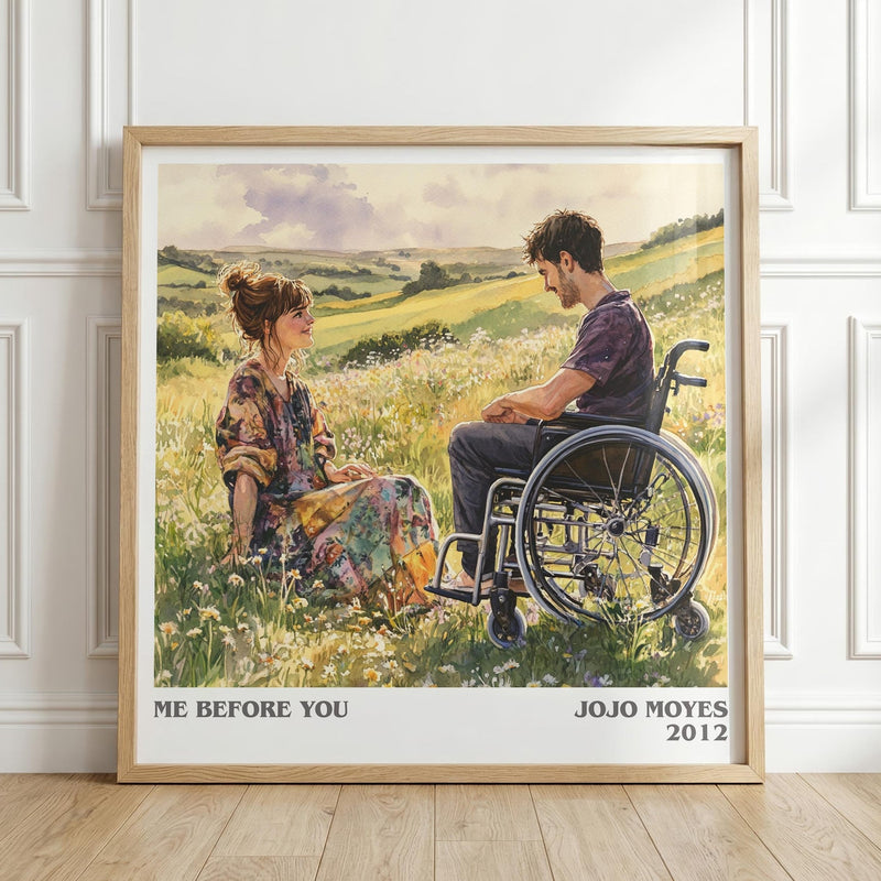 Me Before You literary print in frame leaning in hallway – romance wall art