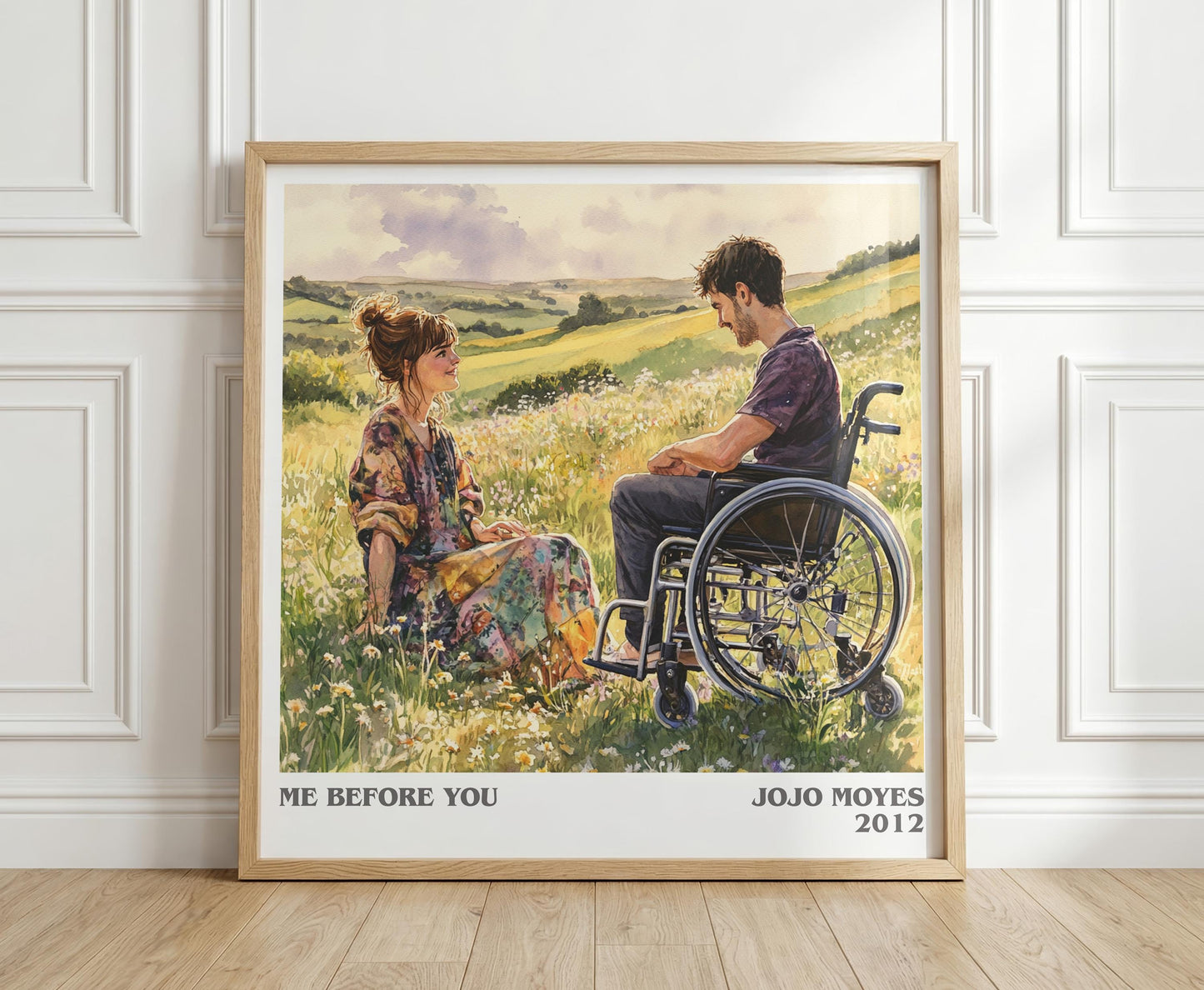 Me Before You literary print in frame leaning in hallway – romance wall art