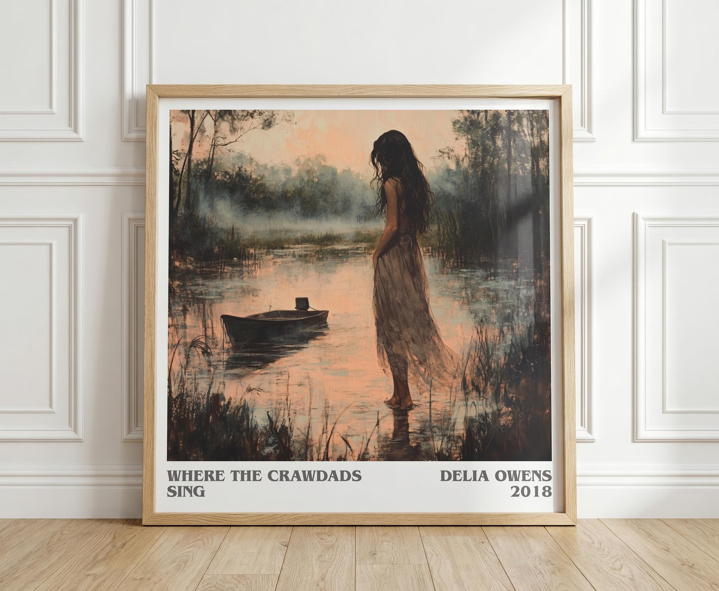 Where the Crawdads Sing literary print in frame leaning in hallway – historical fiction wall art