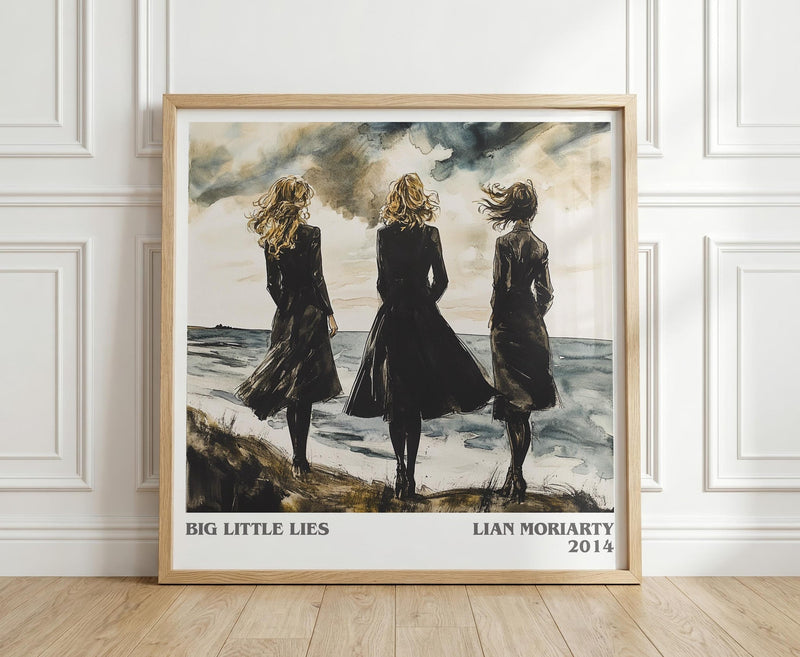 Big Little Lies literary print in frame leaning in hallway – contemporary fiction wall art