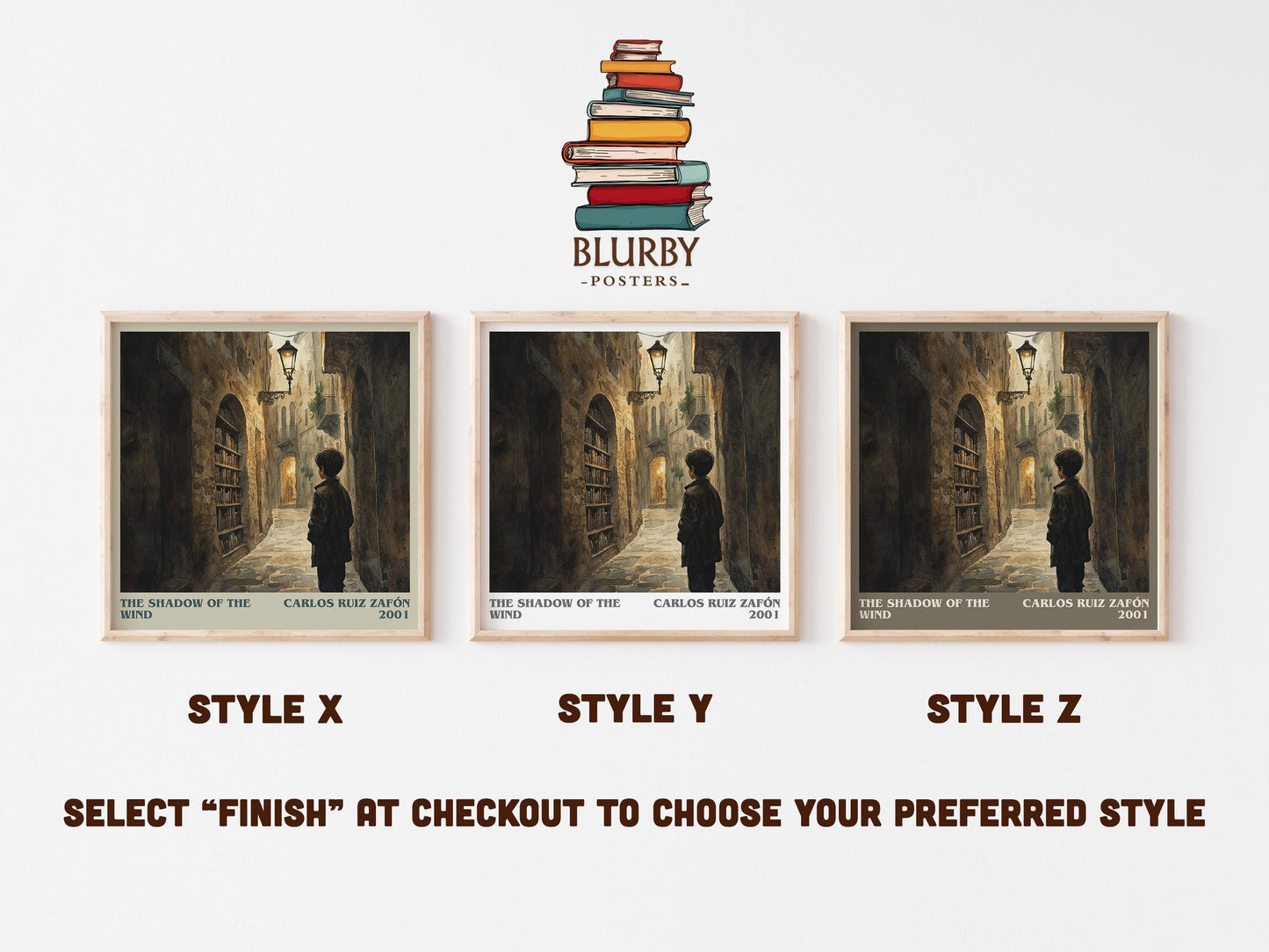 The Shadow Of The Wind literary art print colour and style options – Carlos Ruiz Zafón book art