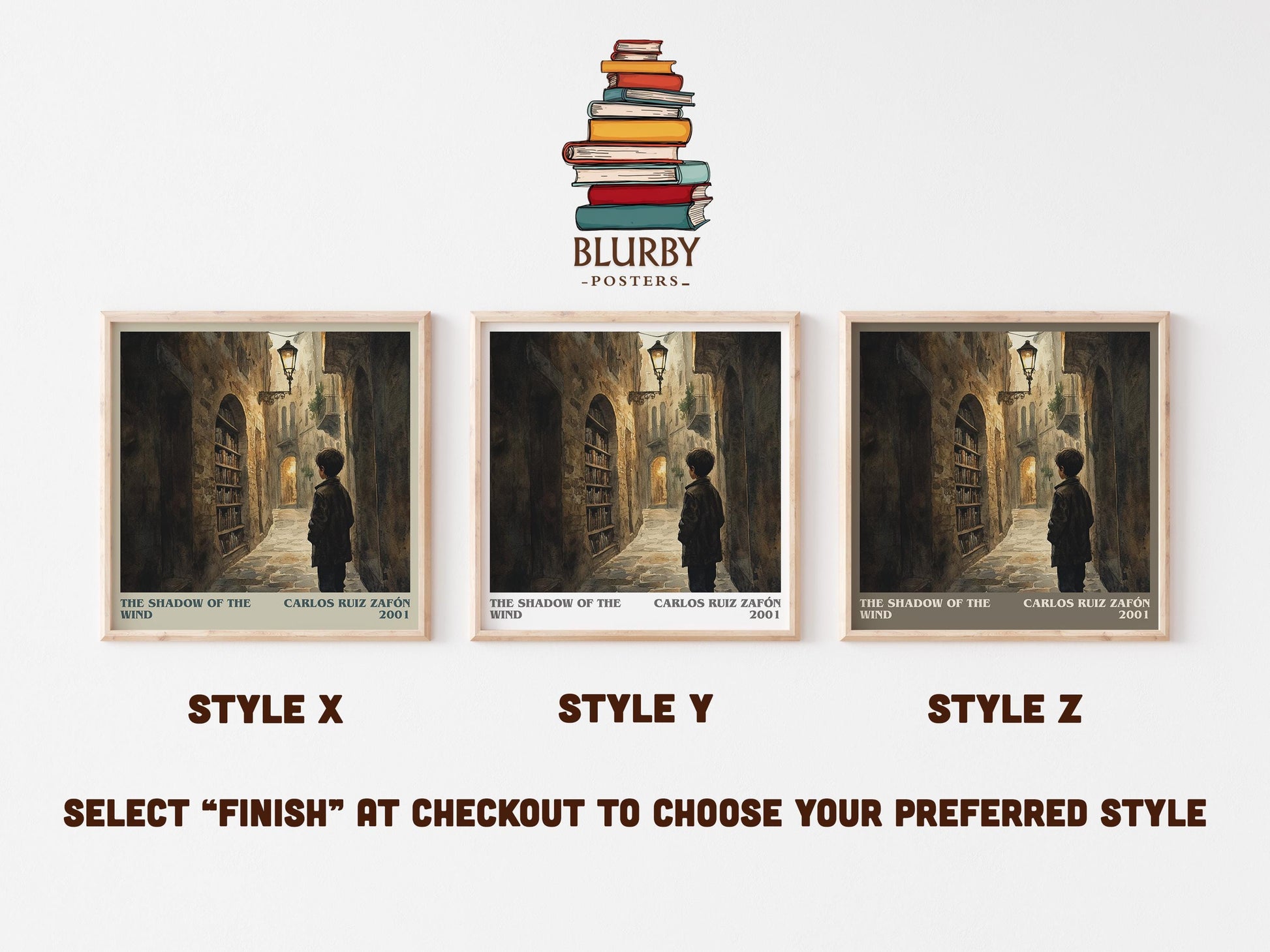 The Shadow Of The Wind literary art print colour and style options – Carlos Ruiz Zafón book art