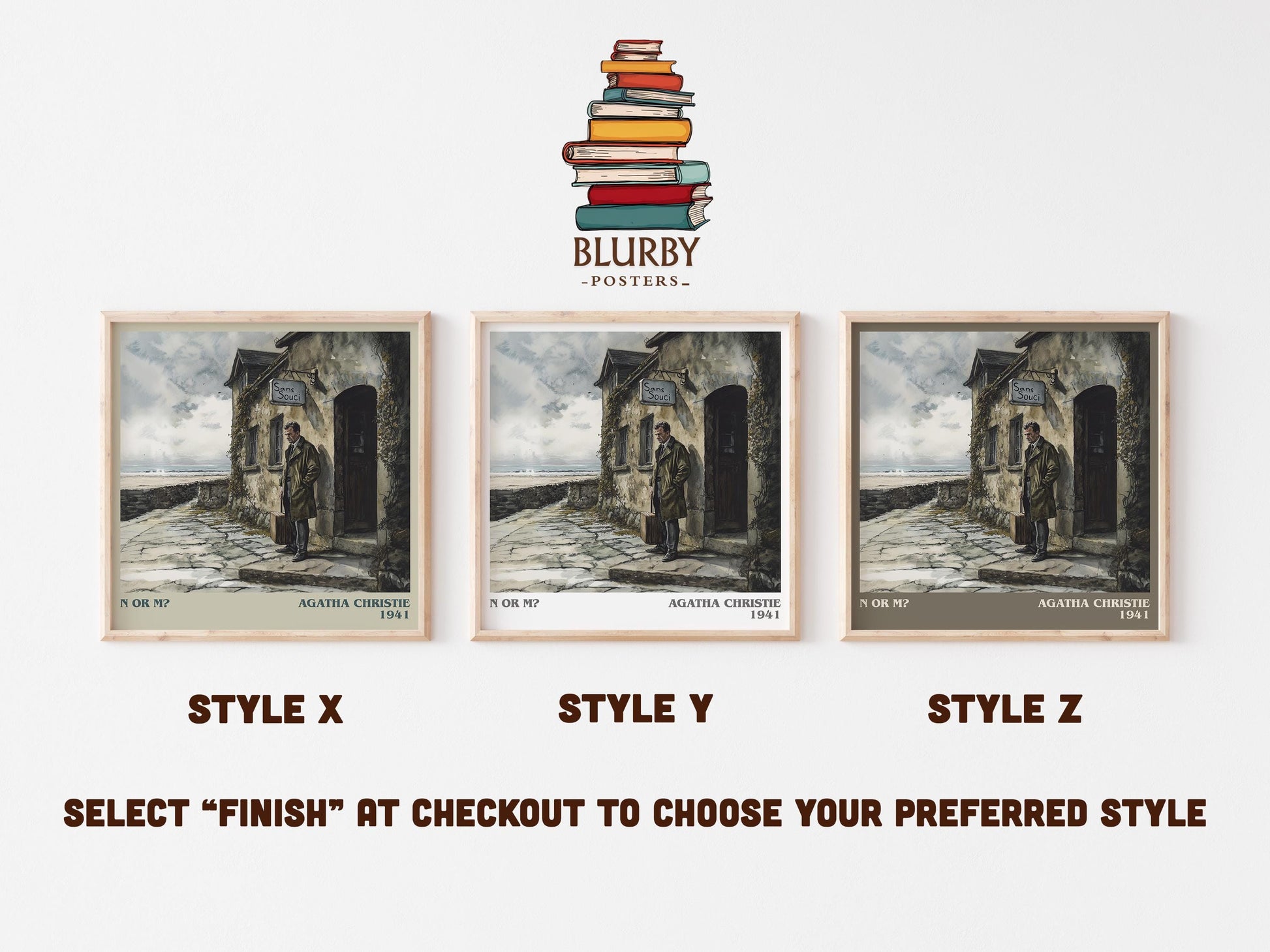 N Or M? literary art print colour and style options – Agatha Christie book art