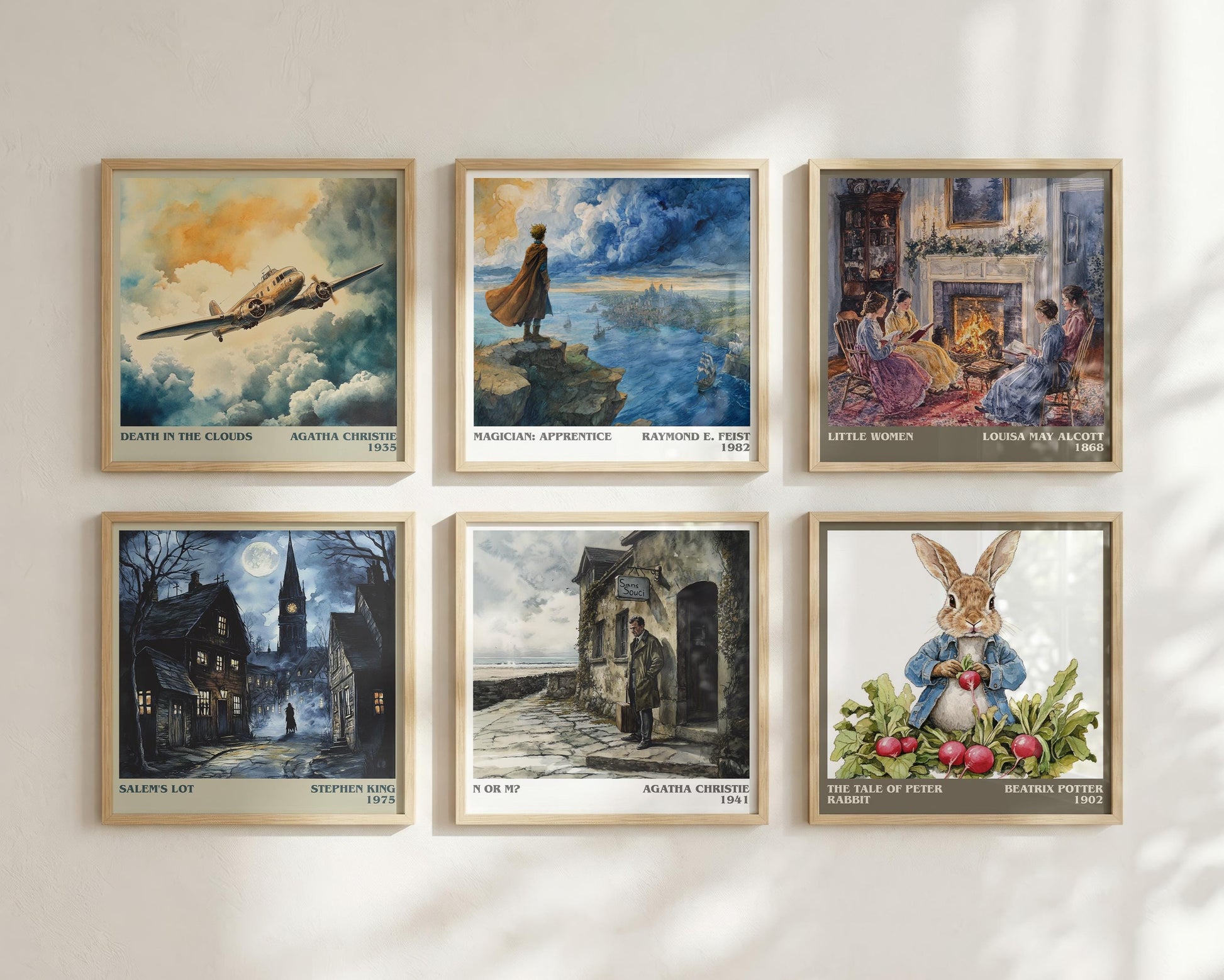 N Or M? literary book poster framed on wall – mystery wall art