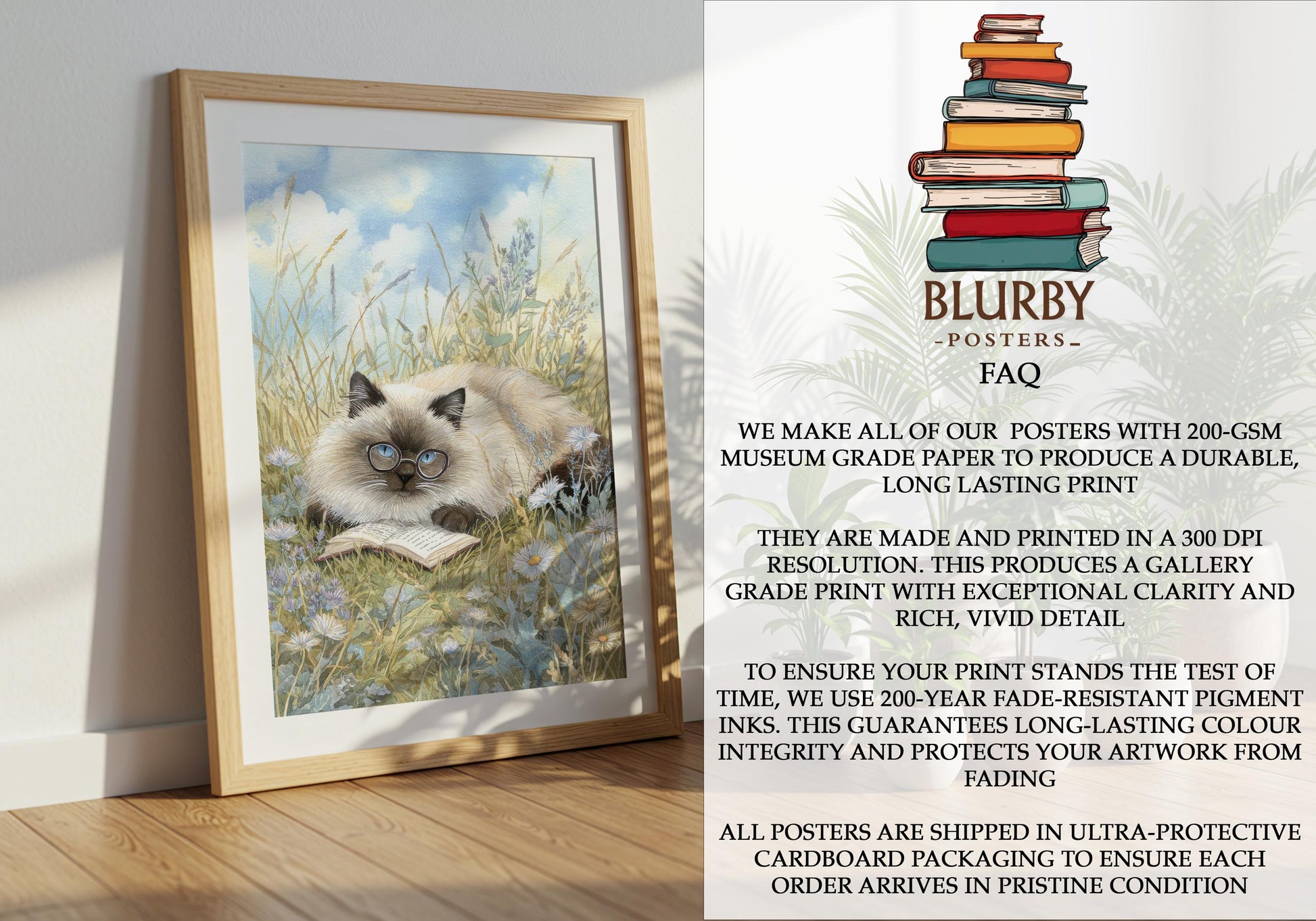 Cat Reading in Daisy Field Print | Cozy Wall Decor | Gift For Book Lover | Book Nook Poster | Book Art | Aesthetic Room Art | Home Decor - Book Poster Art Print Decor Bookish