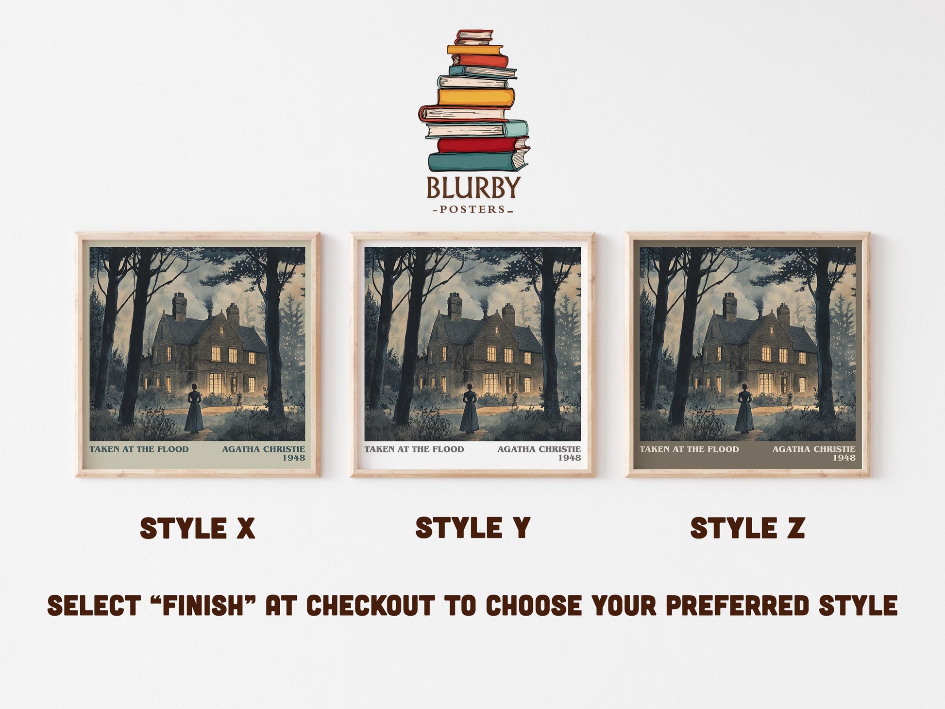 Taken at the Flood literary art print colour and style options – Agatha Christie book art