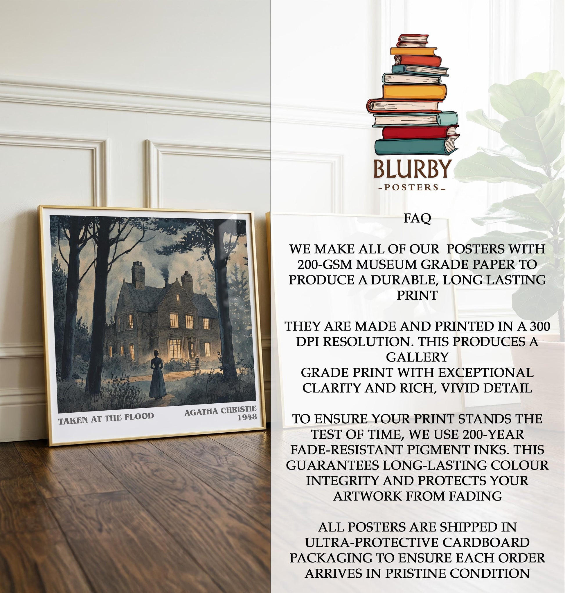 Taken At The Flood by Agatha Christie | Book Poster | Literary Art Gift For Book Lover | Novel Inspired Wall Art | Free Delivery