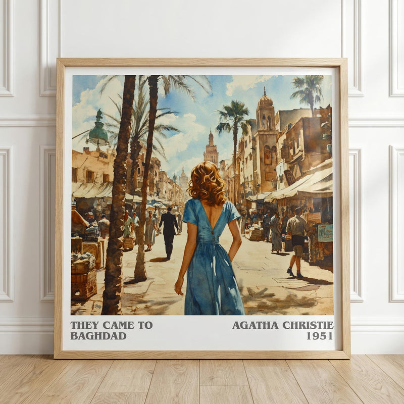 They Came to Baghdad literary print in frame leaning in hallway – thriller wall art