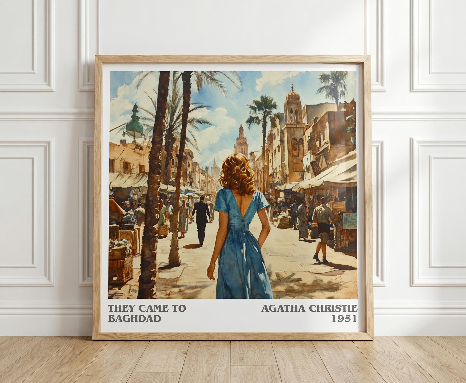 They Came to Baghdad literary print in frame leaning in hallway – thriller wall art