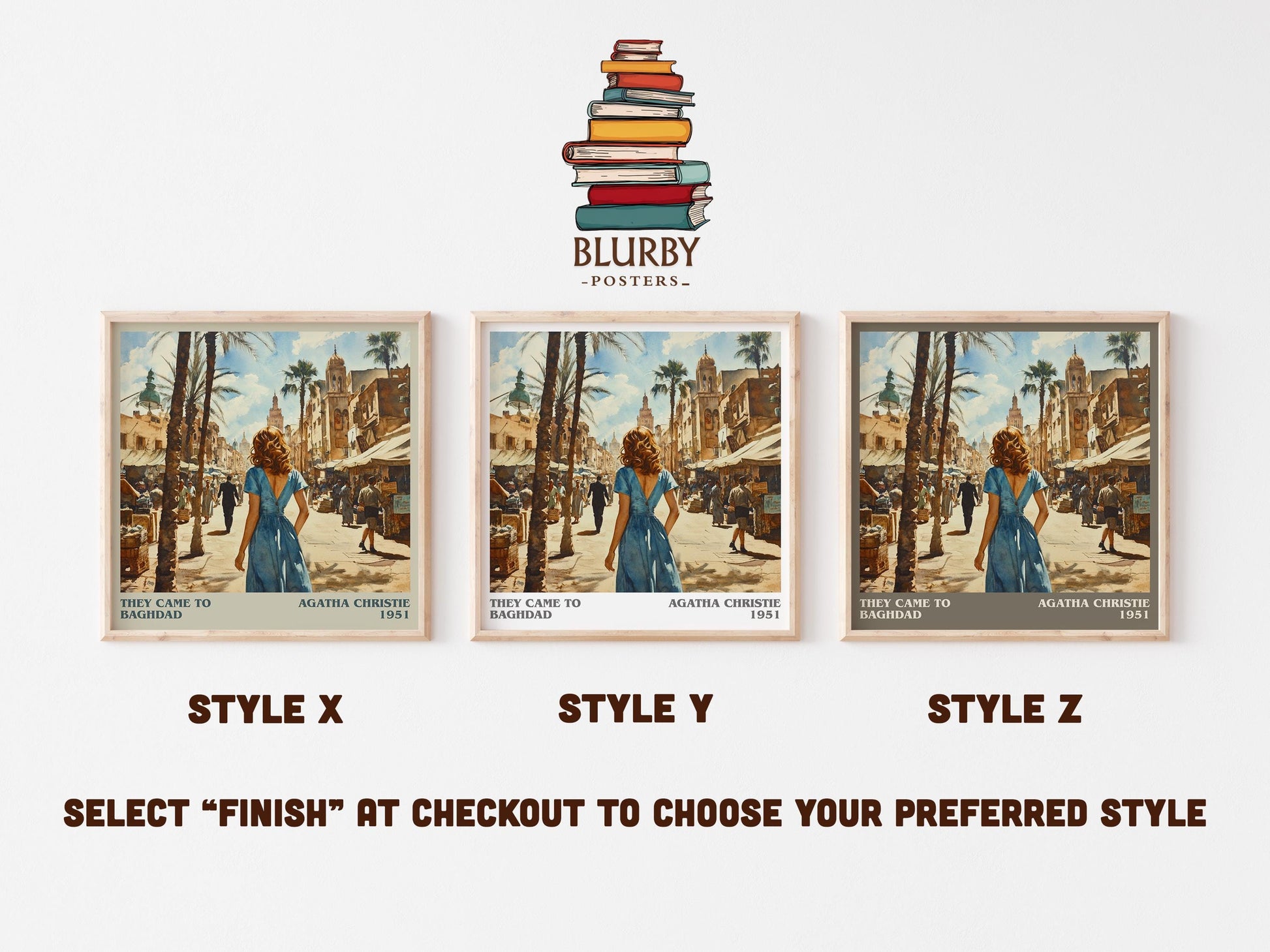 They Came to Baghdad literary art print colour and style options – Agatha Christie book art