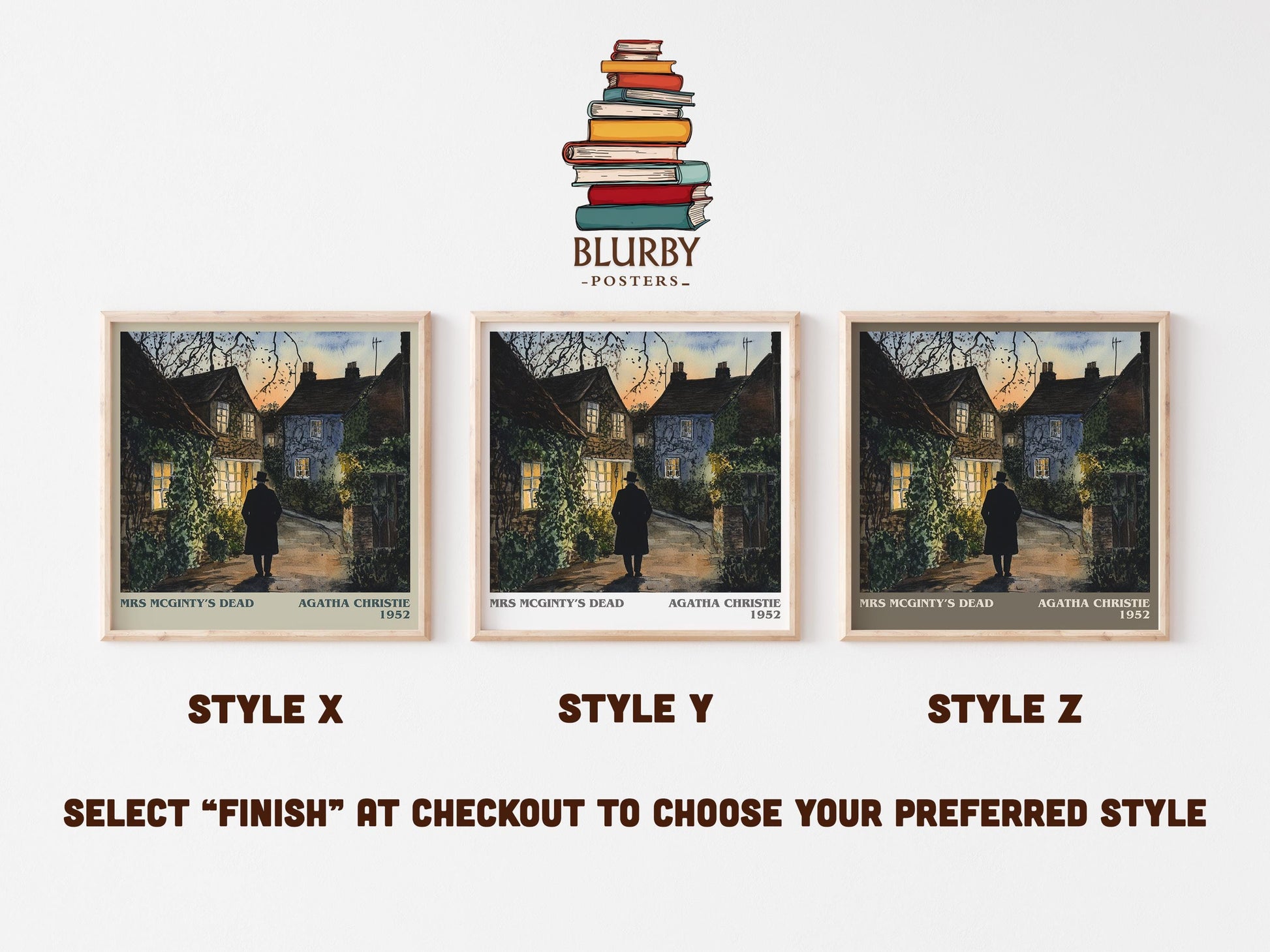 Mrs McGinty's Dead literary art print colour and style options – Agatha Christie book art