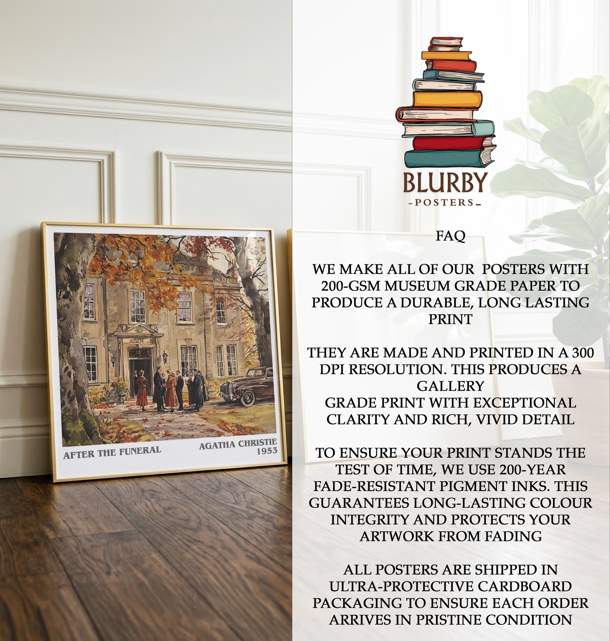 After The Funeral by Agatha Christie | Book Poster | Literary Art Gift For Book Lover | Novel Inspired Wall Art | Free Delivery