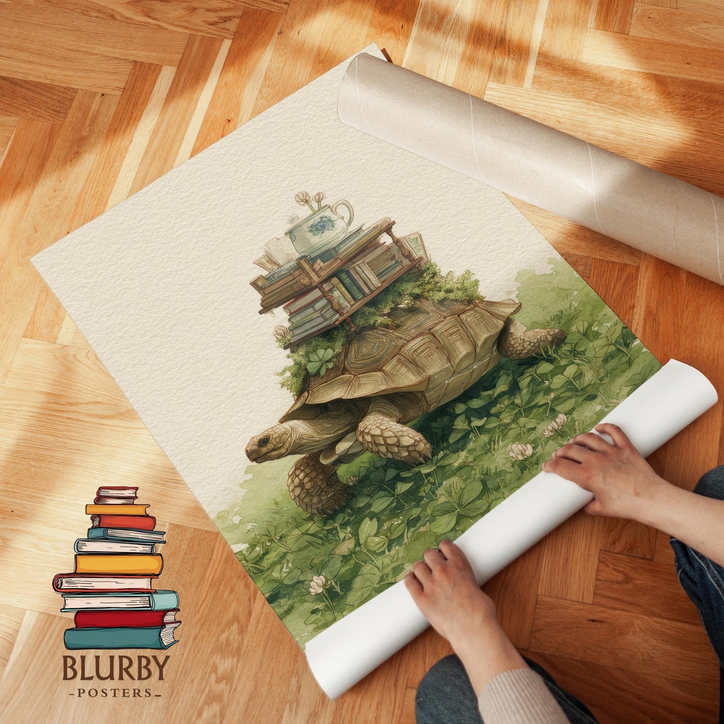 Tortoise Book Library Print | Cozy Wall Decor | Book Lover Gift | Book Nook Poster | Book Art | Aesthetic Room Art | Reader Home Decor - Book Poster Art Print Decor Bookish