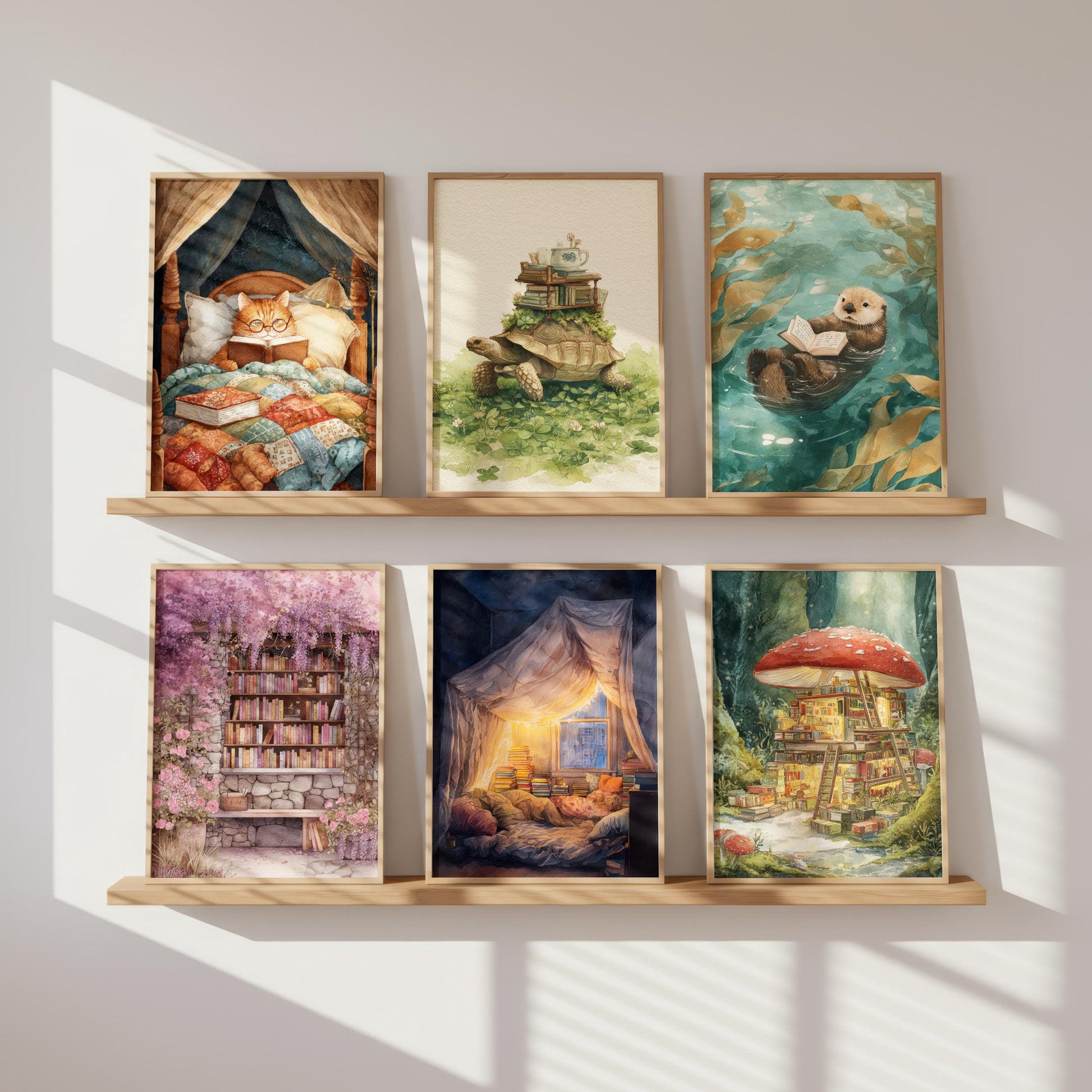 Tortoise Book Library Print | Cozy Wall Decor | Book Lover Gift | Book Nook Poster | Book Art | Aesthetic Room Art | Reader Home Decor - Book Poster Art Print Decor Bookish
