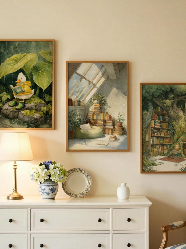 Attic Sunroom Library Print | Cozy Wall Decor | Book Lover Gift | Book Nook Poster | Book Art | Aesthetic Room Art | Reader Home Decor - Book Poster Art Print Decor Bookish