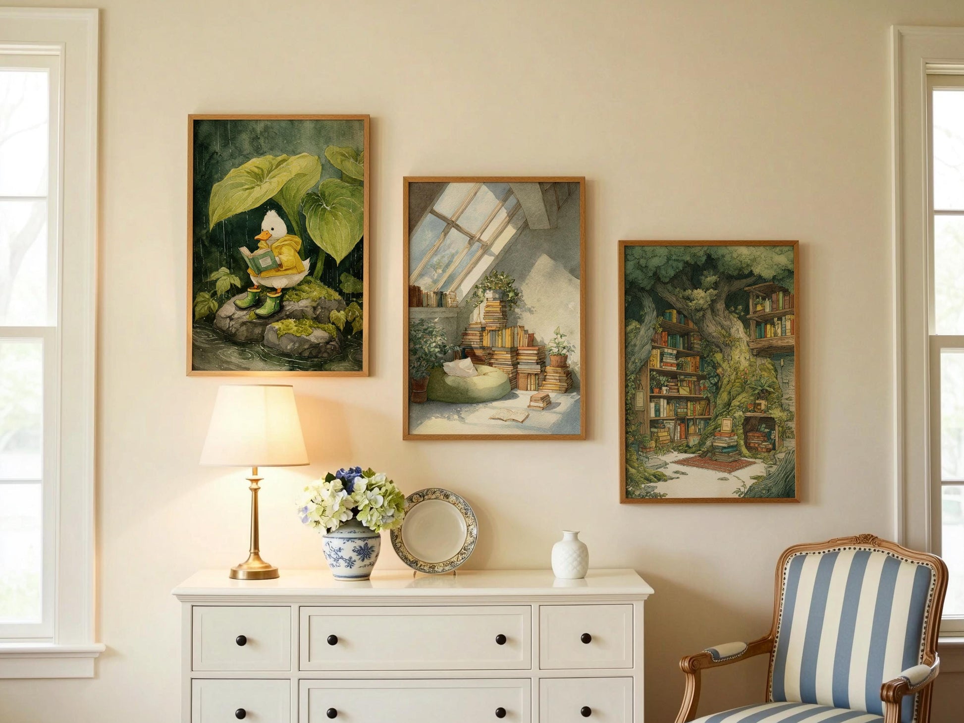 Attic Sunroom Library Print | Cozy Wall Decor | Book Lover Gift | Book Nook Poster | Book Art | Aesthetic Room Art | Reader Home Decor - Book Poster Art Print Decor Bookish