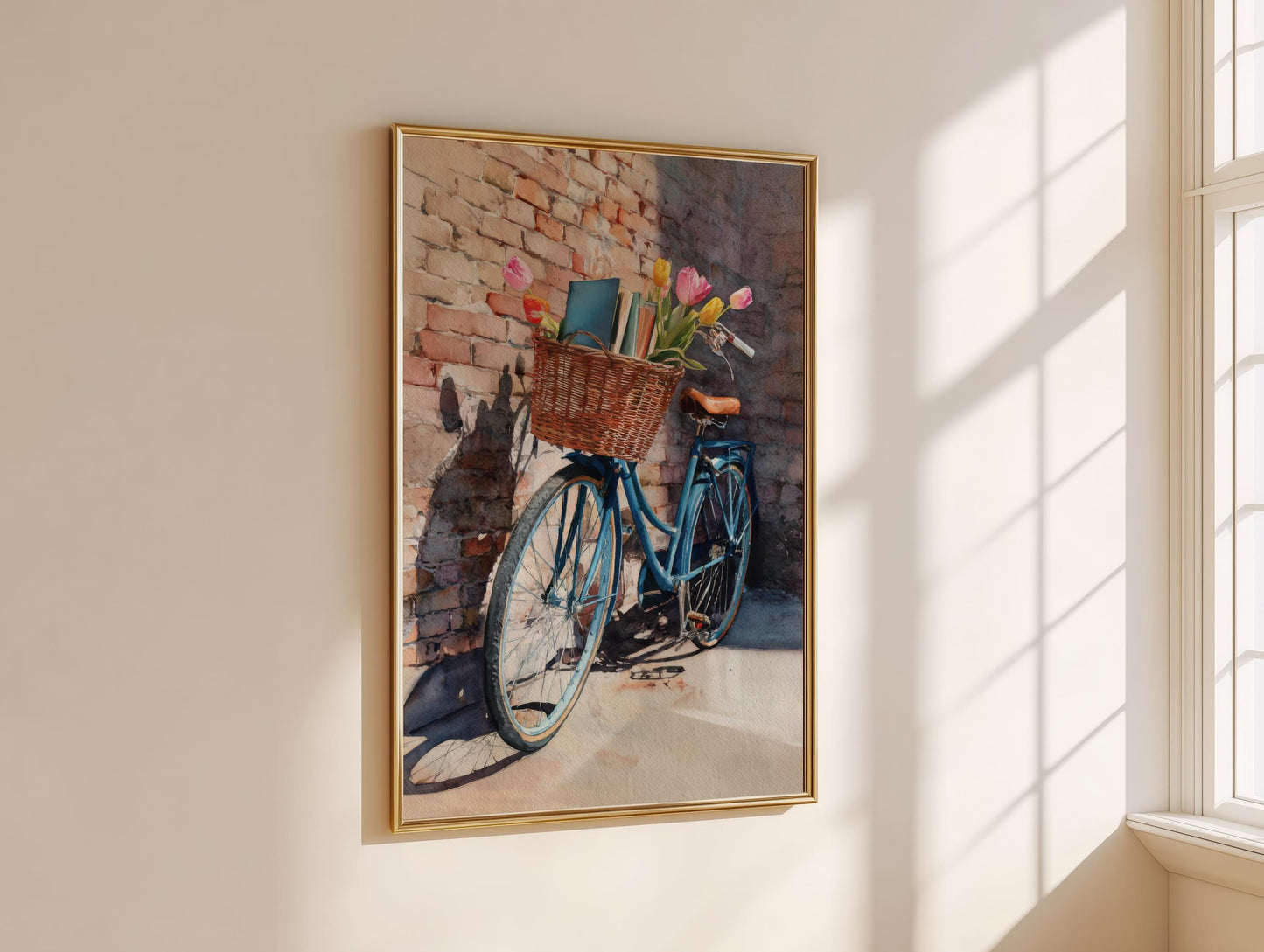 Vintage Bicycle Flower Basket Book Print | Cozy Wall Decor | Book Lover Gift | Book Nook Poster | Book Art | Aesthetic Room Art | Home Decor - Book Poster Art Print Decor Bookish