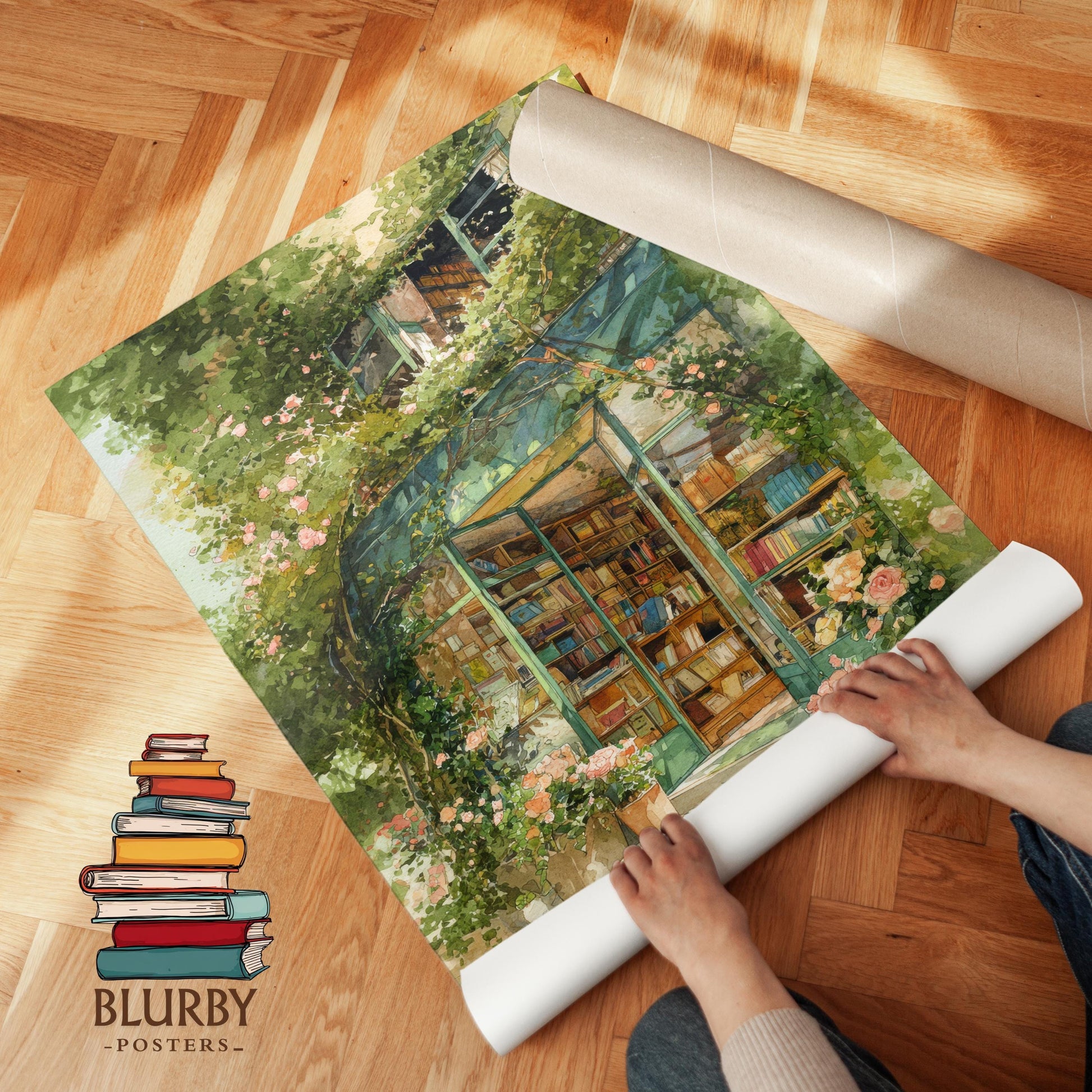 Rose Covered Floral Bookshop Print | Cozy Wall Decor | Book Lover Gift | Book Nook Poster | Book Art | Aesthetic Room Art | Home Decor - Book Poster Art Print Decor Bookish