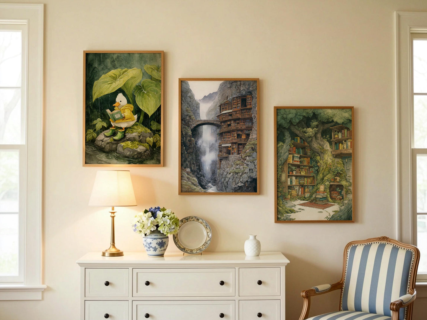 Fantasy Mountain Cliff Library Print | Cozy Wall Decor | Book Lover Gift | Book Nook Poster | Book Art | Aesthetic Room Art | Home Decor - Book Poster Art Print Decor Bookish