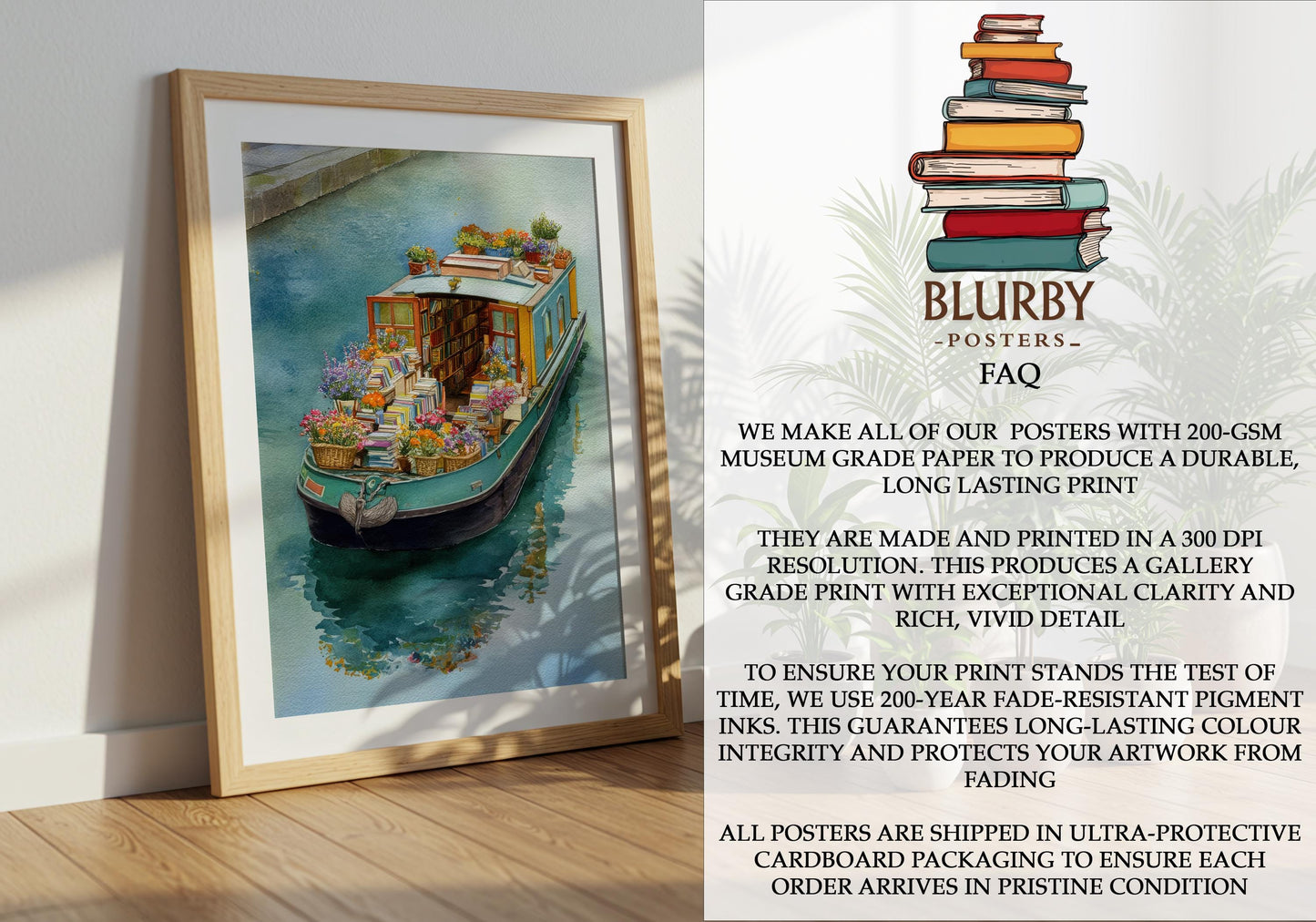 Teal Floating Garden Book Boat Print | Cozy Wall Decor | Book Lover Gift | Book Nook Poster | Book Art | Aesthetic Room Art | Home Decor - Book Poster Art Print Decor Bookish