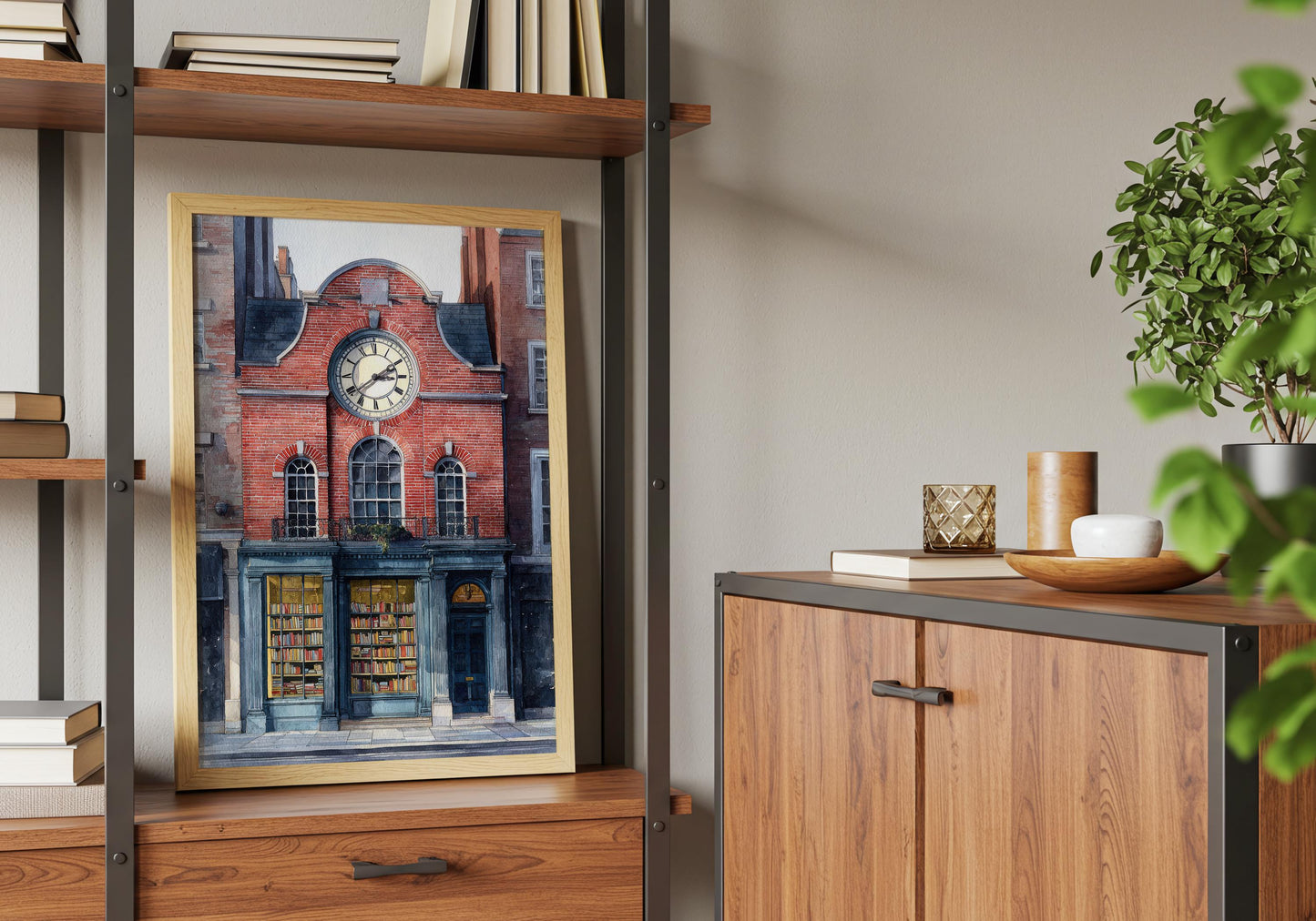 Vintage London Clock Library Print | Cozy Wall Decor | Book Lover Gift | Book Nook Poster | Book Art | Aesthetic Room Art | Home Decor - Book Poster Art Print Decor Bookish