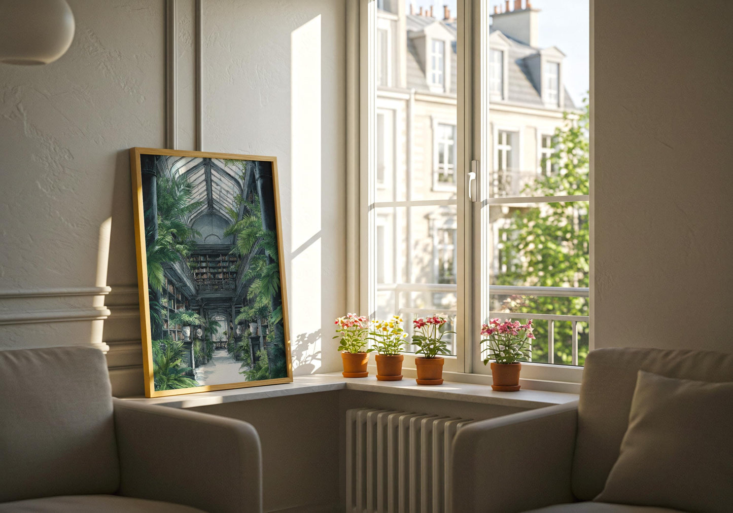 Lush Conservatory Jungle Library Print | Cozy Wall Decor | Book Lover Gift | Book Nook Poster | Book Art | Aesthetic Room Art | Home Decor - Book Poster Art Print Decor Bookish