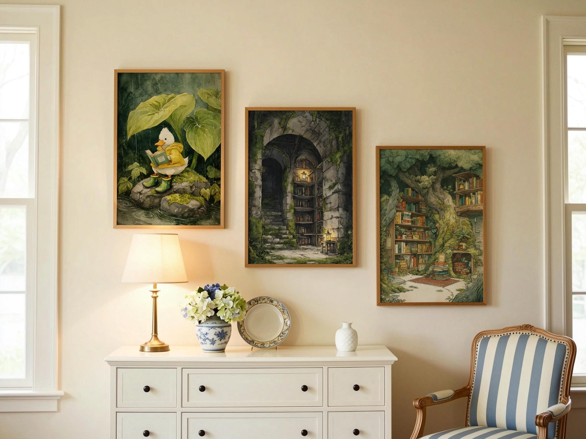 Dark Academia Hidden Stone Library Print | Cozy Wall Decor | Book Lover Gift | Book Nook Poster | Book Art | Aesthetic Room Art | Home Decor - Book Poster Art Print Decor Bookish