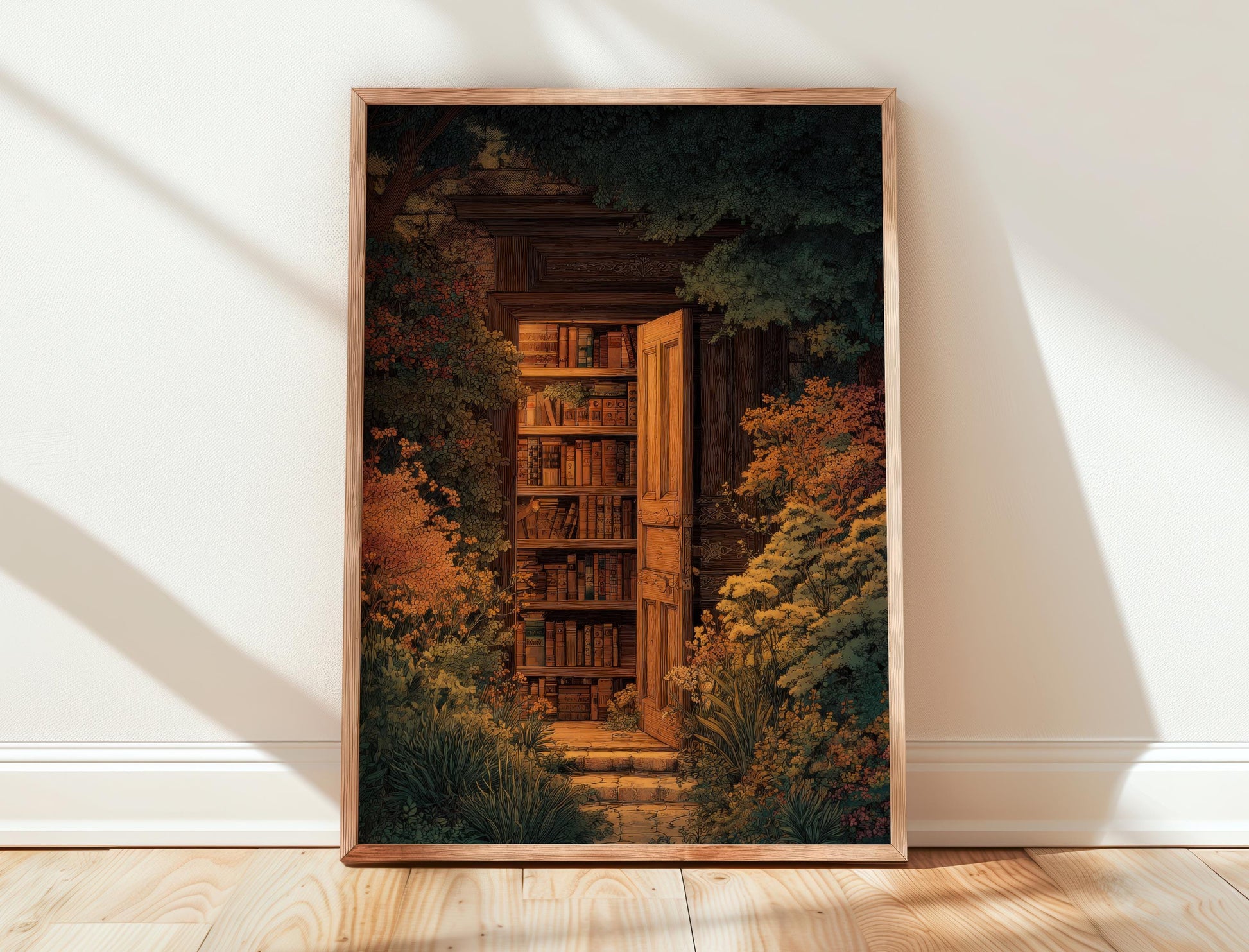 Secret Garden Hidden Library Print | Cozy Wall Decor | Book Lover Gift | Book Nook Poster | Book Art | Aesthetic Room Art | Reader Home Art - Book Poster Art Print Decor Bookish