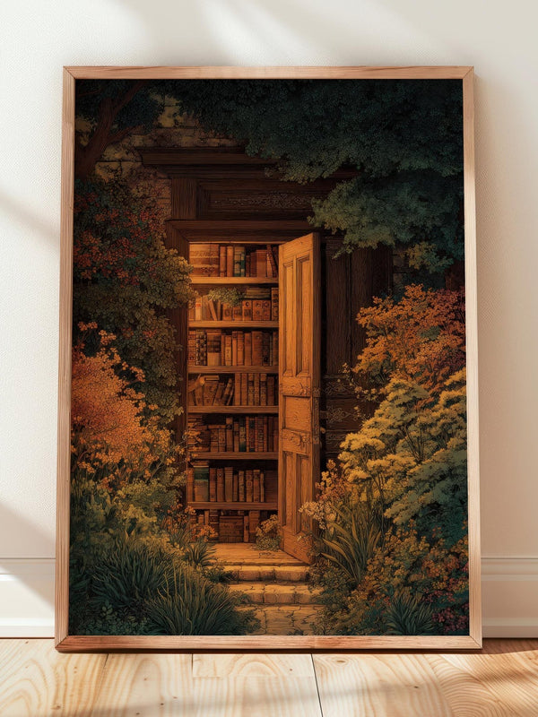 Secret Garden Hidden Library Print | Cozy Wall Decor | Book Lover Gift | Book Nook Poster | Book Art | Aesthetic Room Art | Reader Home Art - Book Poster Art Print Decor Bookish