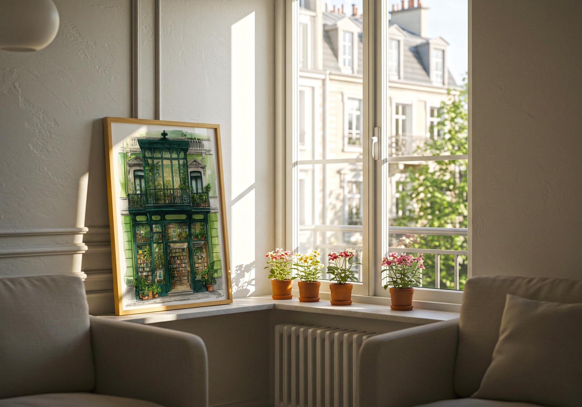 Emerald Green Conservatory Bookshop Print | Cozy Wall Decor | Book Lover Gift | Book Nook Poster | Book Art | Aesthetic Room | Reader Art - Book Poster Art Print Decor Bookish