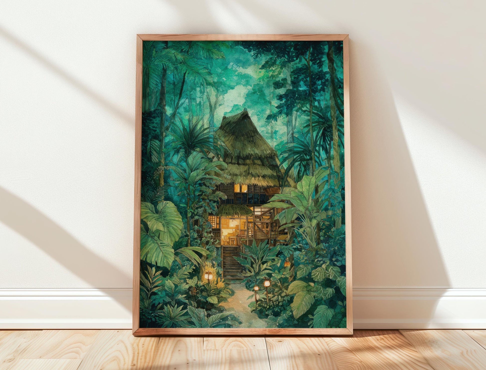Tropical Jungle Treehouse Print | Cozy Wall Decor | Book Lover Gift | Book Nook Poster | Book Wall Art | Aesthetic Room | Reader Home Decor - Book Poster Art Print Decor Bookish