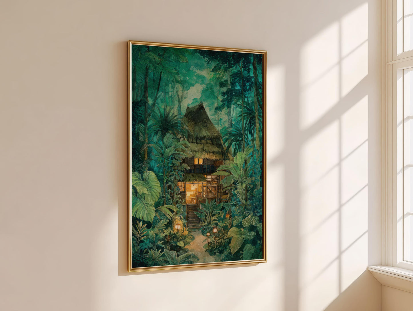 Tropical Jungle Treehouse Print | Cozy Wall Decor | Book Lover Gift | Book Nook Poster | Book Wall Art | Aesthetic Room | Reader Home Decor - Book Poster Art Print Decor Bookish