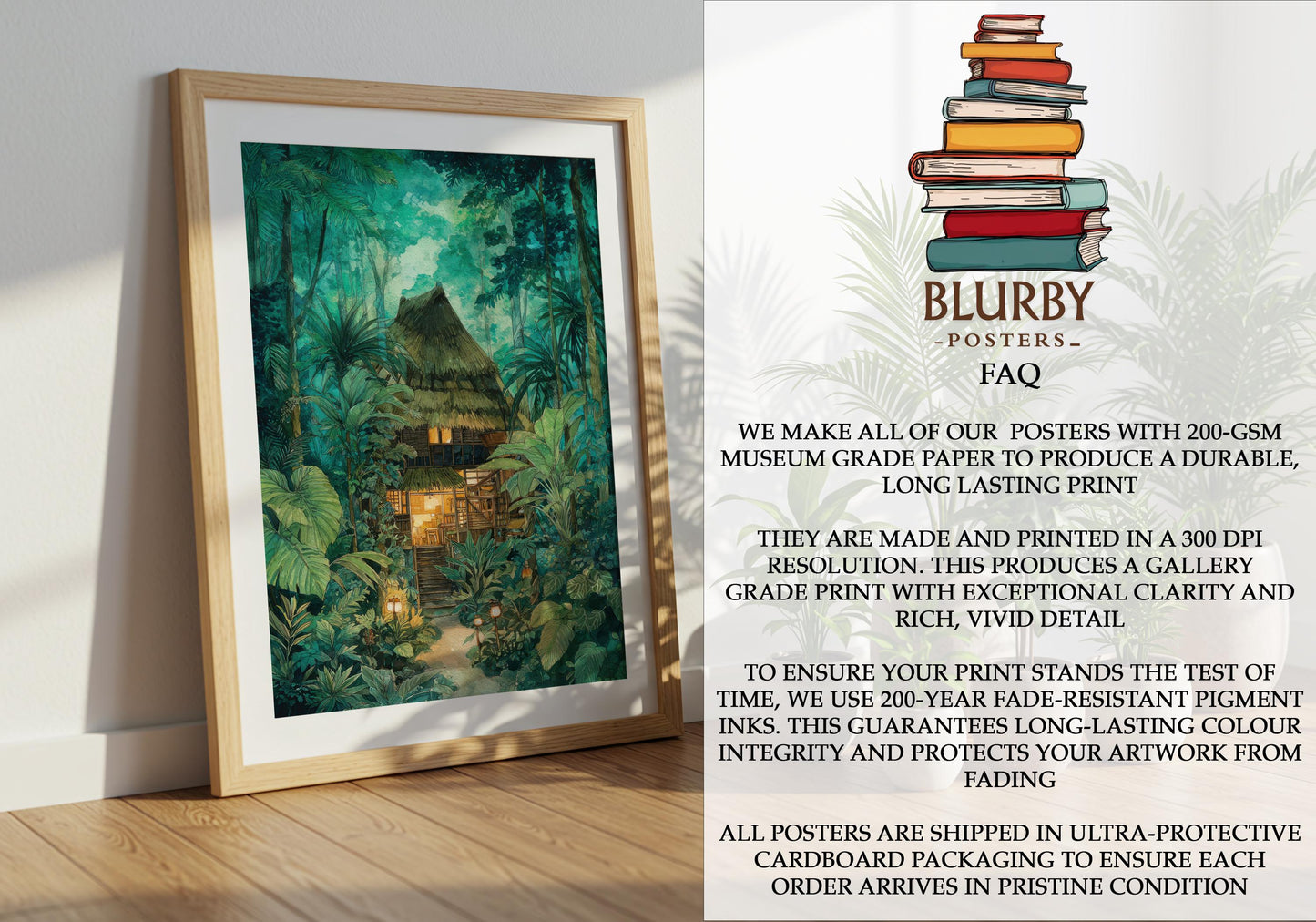 Tropical Jungle Treehouse Print | Cozy Wall Decor | Book Lover Gift | Book Nook Poster | Book Wall Art | Aesthetic Room | Reader Home Decor - Book Poster Art Print Decor Bookish
