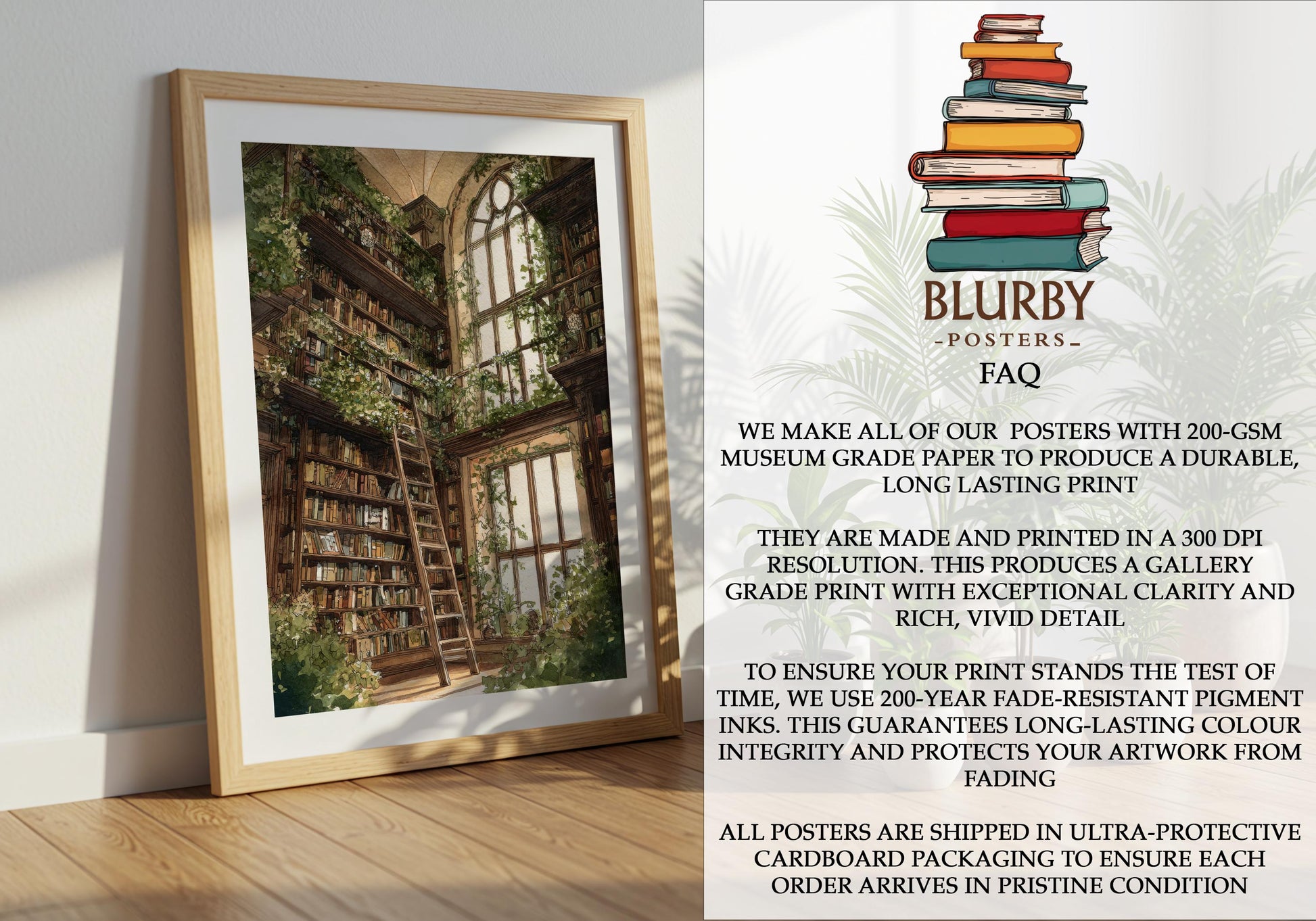 Cathedral Window Library Print | Cozy Wall Decor | Book Lover Gift | Book Nook Poster | Book Wall Art | Aesthetic Room | Reader Home Decor - Book Poster Art Print Decor Bookish
