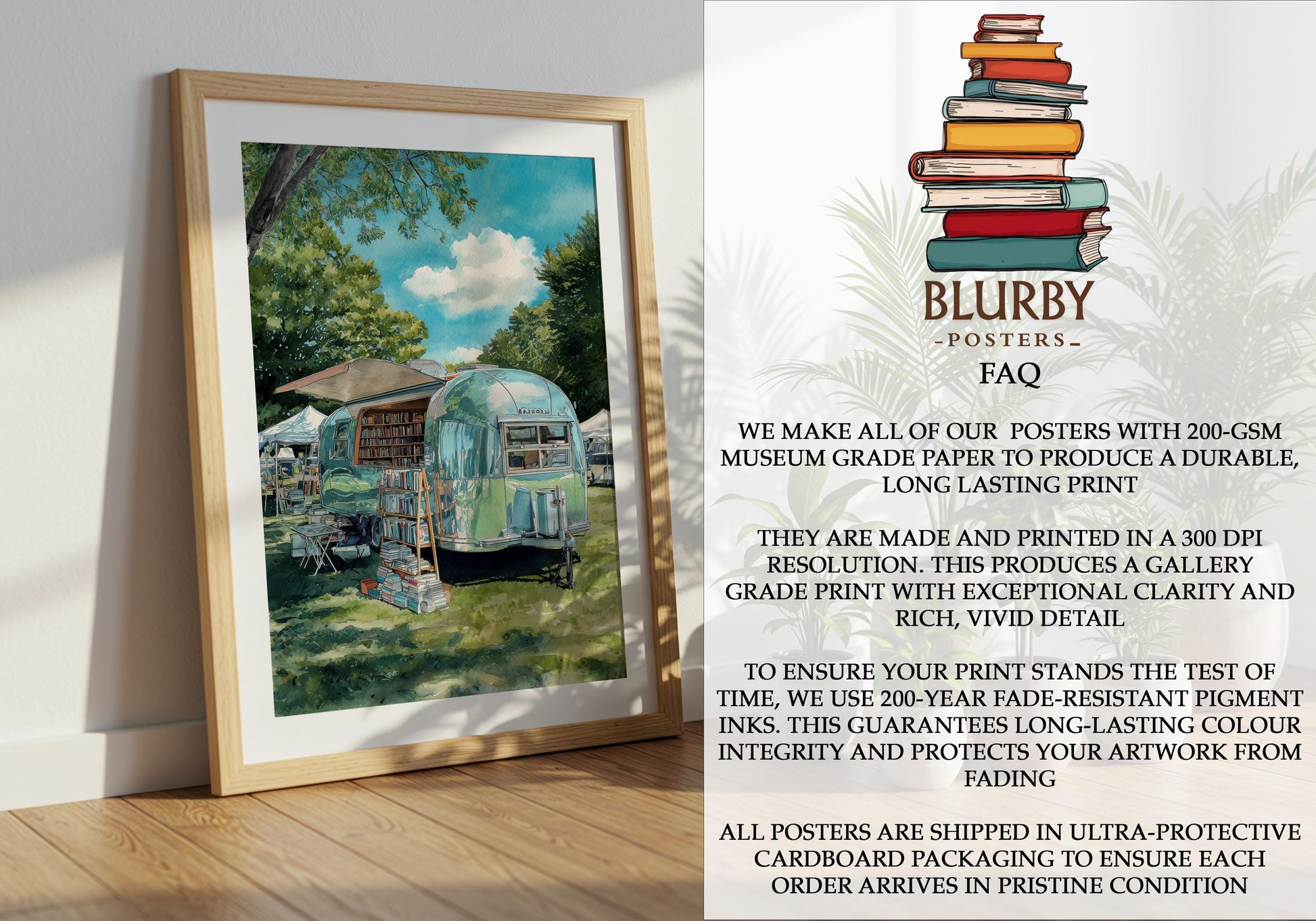 Vintage Airstream Trailer Bookshop Print | Cozy Wall Decor | Book Lover Gift | Book Nook Poster | Book Art | Aesthetic Room | Reader Decor - Book Poster Art Print Decor Bookish