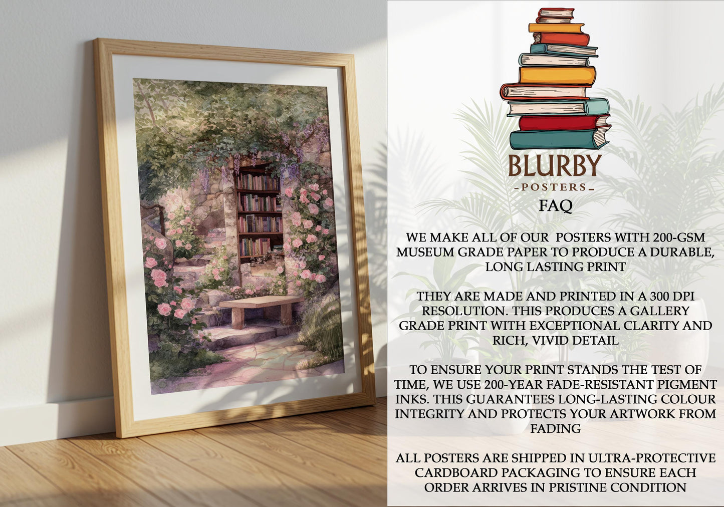 Wisteria and Pink Rose Stone Arch Print | Cozy Wall Decor | Book Lover Gift | Book Nook Poster | Book Art | Aesthetic Room | Reader Home Art - Book Poster Art Print Decor Bookish