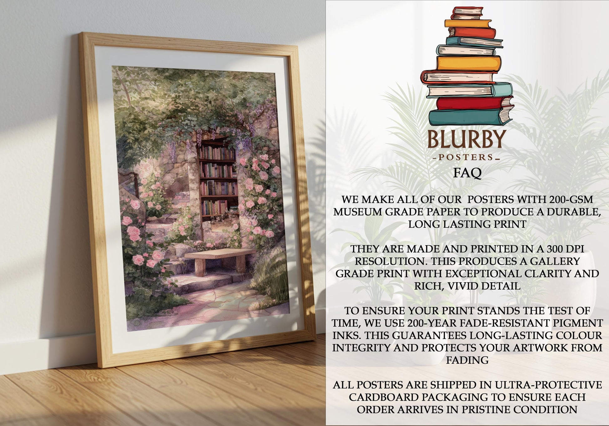 Wisteria and Pink Rose Stone Arch Print | Cozy Wall Decor | Book Lover Gift | Book Nook Poster | Book Art | Aesthetic Room | Reader Home Art - Book Poster Art Print Decor Bookish