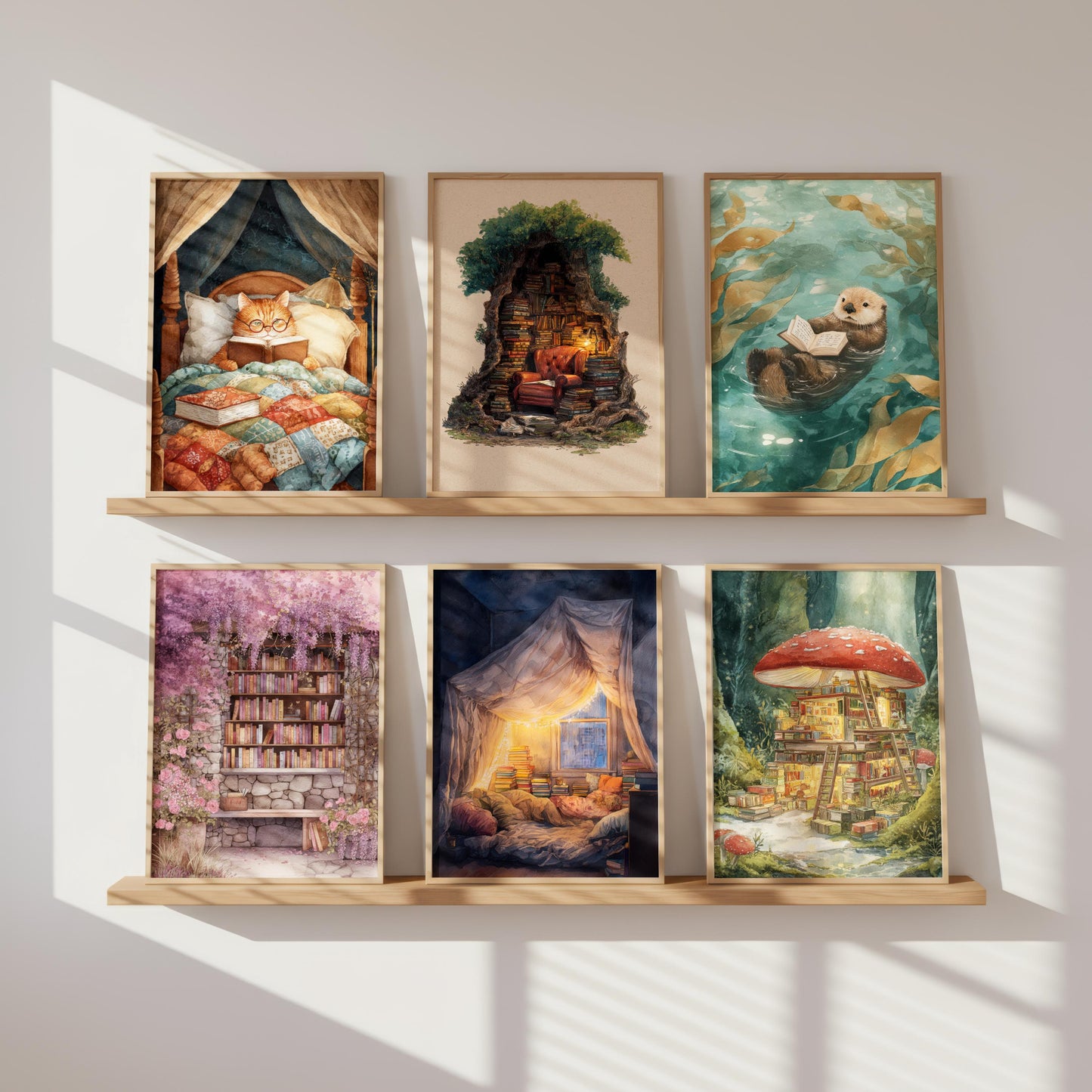 Hollow Tree Library Print | Cozy Wall Decor | Book Lover Gift | Book Nook Poster | Book Art | Aesthetic Room | Reader Home Art - Book Poster Art Print Decor Bookish