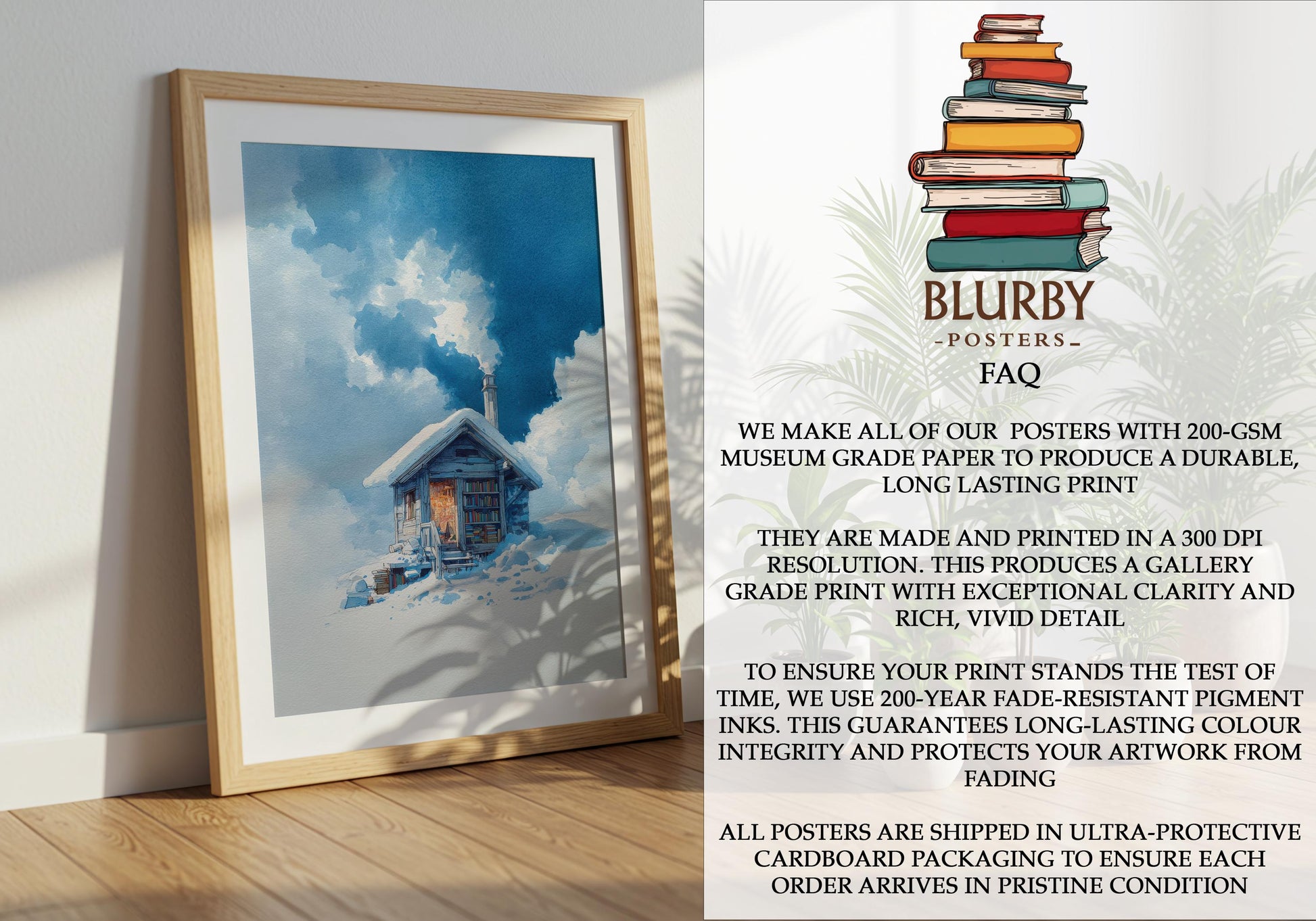 Winter Mountain Cabin Library Print | Cozy Wall Decor | Book Lover Gift | Book Nook Poster | Book Art | Aesthetic Room | Reader Home Art - Book Poster Art Print Decor Bookish