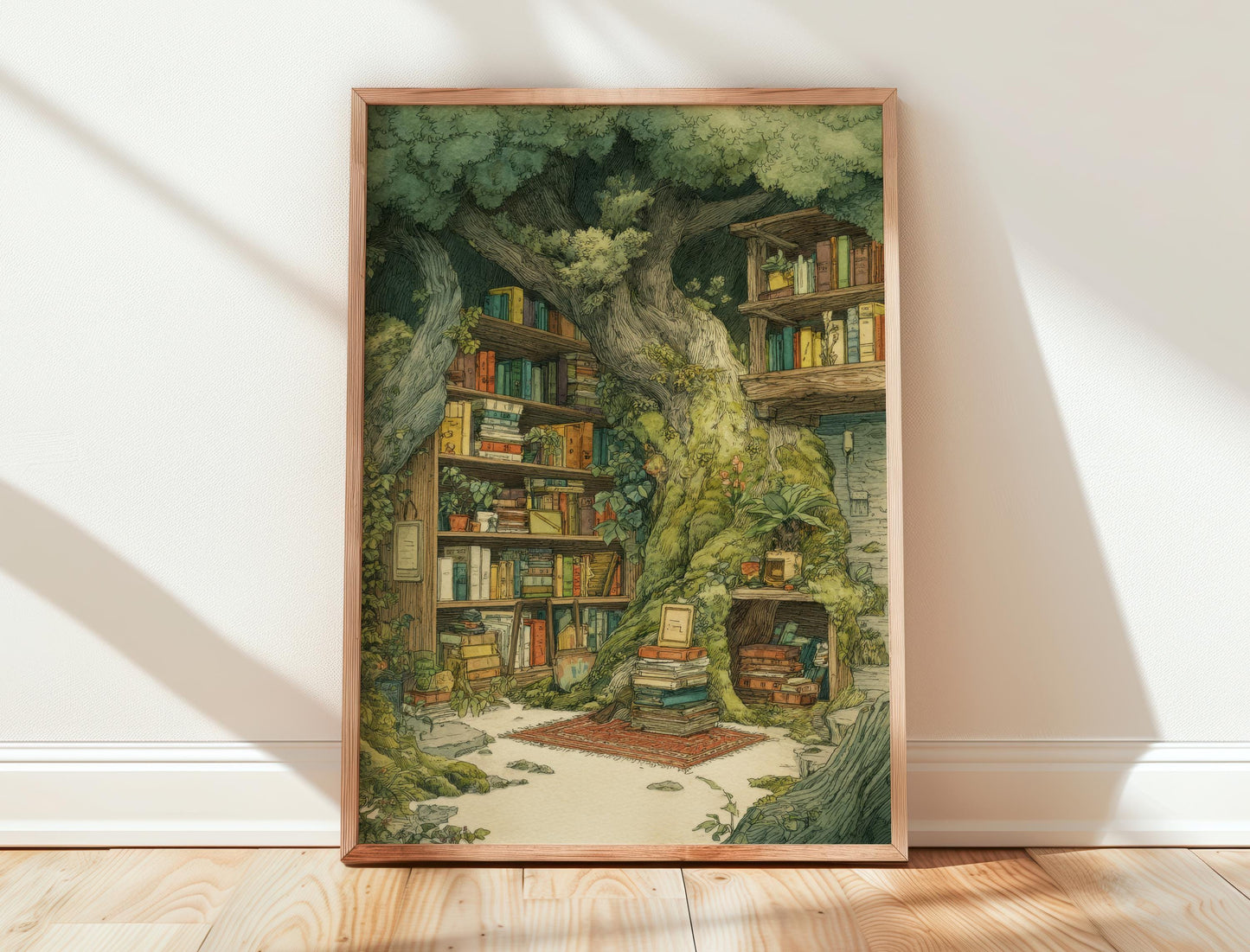 Enchanted Tree Library Print | Cozy Wall Decor | Book Lover Gift | Book Nook Poster | Book Art | Aesthetic Room | Reader Home Art - Book Poster Art Print Decor Bookish
