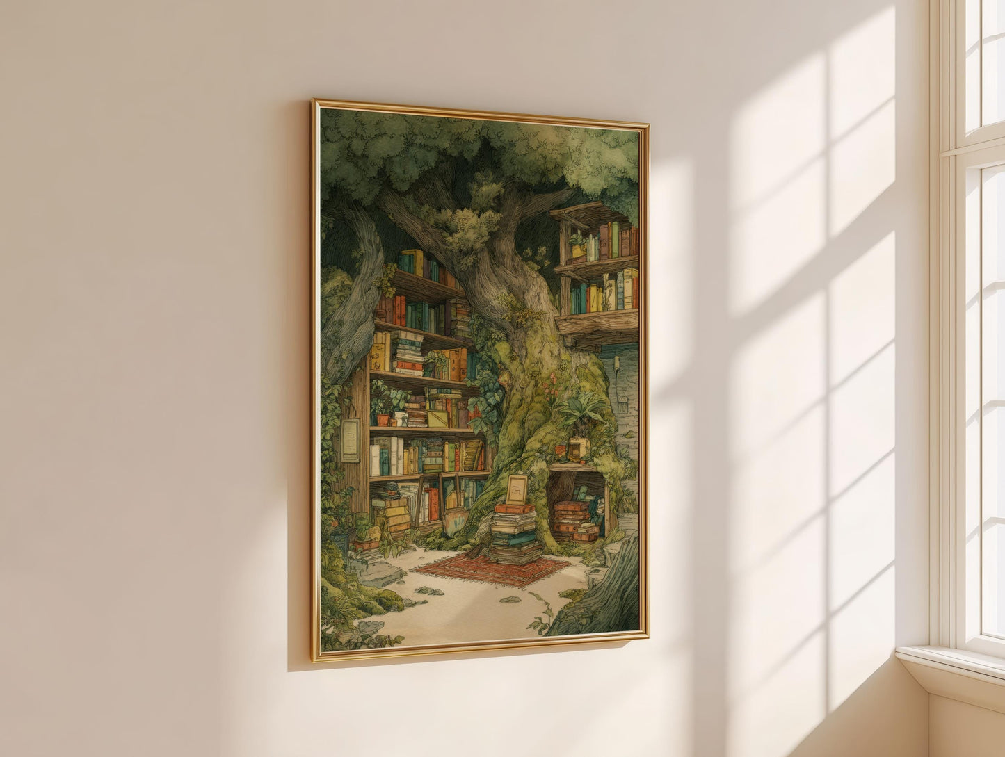 Enchanted Tree Library Print | Cozy Wall Decor | Book Lover Gift | Book Nook Poster | Book Art | Aesthetic Room | Reader Home Art - Book Poster Art Print Decor Bookish